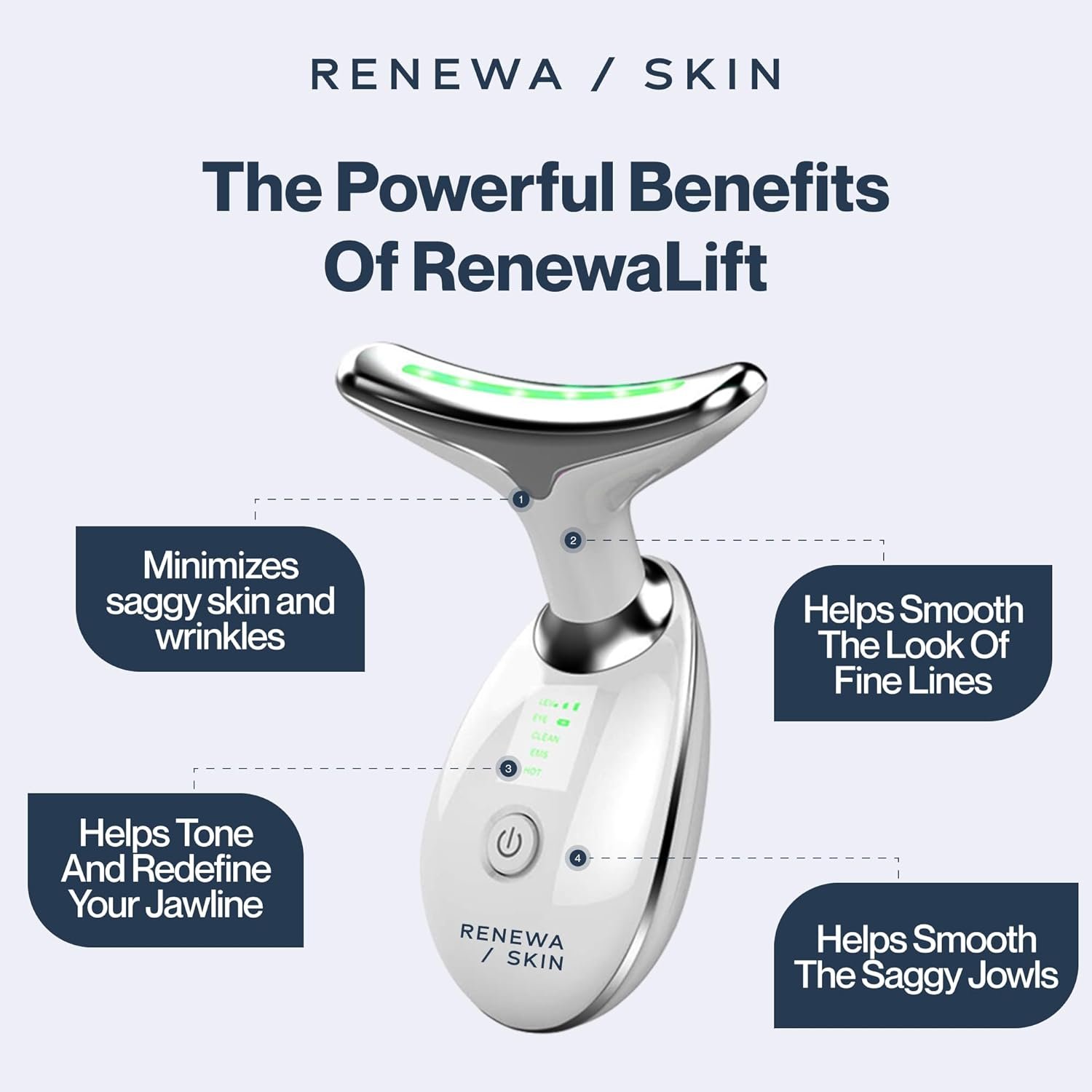RenewaSkin Face & Neck Sculpting Tool Handheld Beauty Device with Gentle Light & Soothing Vibration At-Home Skincare Tool for a Smoother, Refreshed, and Radiant-Looking Complexion - Image 2