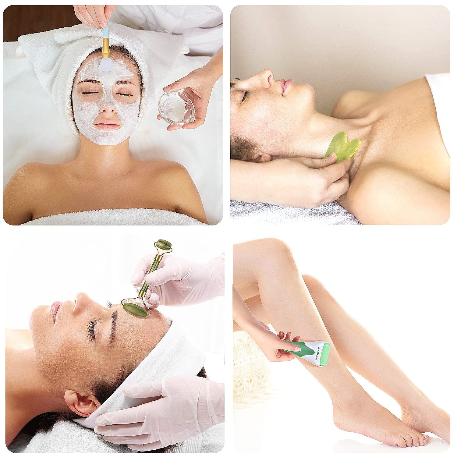 Charmonic 6 in 1 Ice Roller & Jade Roller and Gua Sha Set, Facial Massage Kits, Facial Roller Kit with Gua Sha Tool and Silicone Brush, Anti-Aging Jade Stone Massager for Face, Eyes, Neck Massage - Image 4