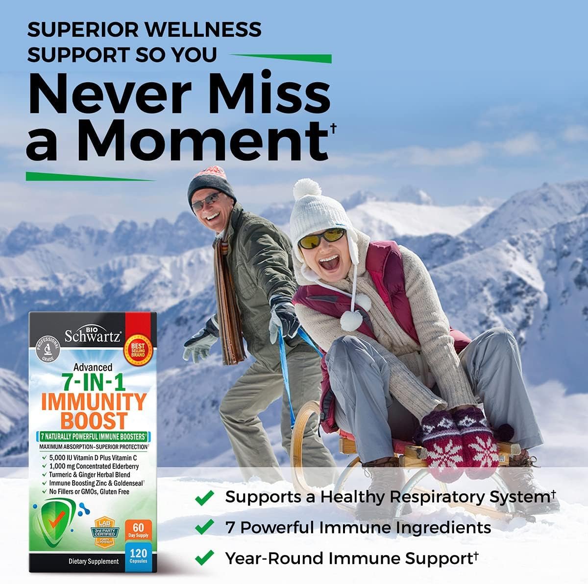 Immune Support Supplement with Zinc Vitamin C Vitamin D 5000 IU Elderberry Ginger D3 Goldenseal - Dr Approved Immunity Vitamins for Adults Women and Men - Natural Immune System Booster Defense -120ct - Image 3
