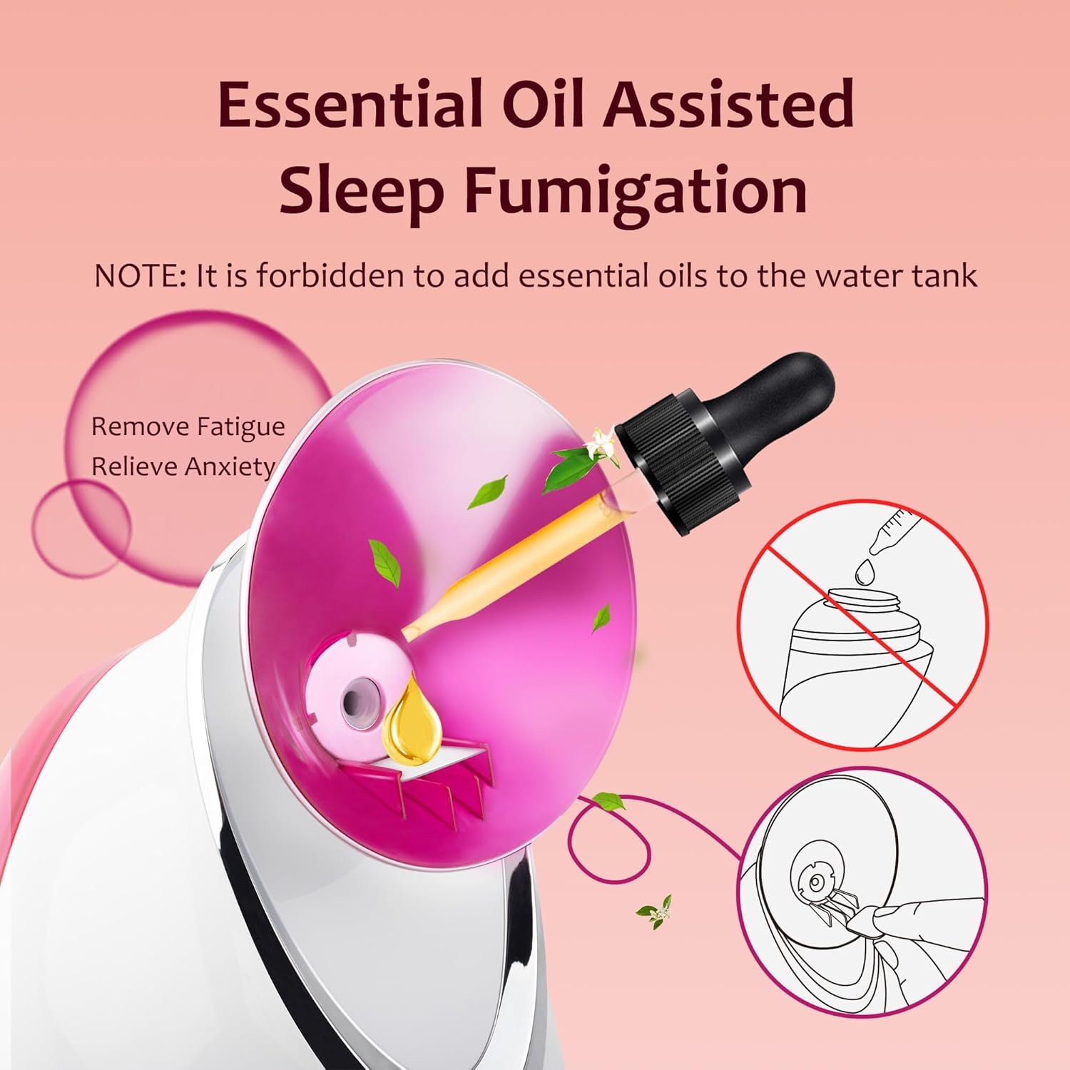 EZBASICS Facial Steamer - Professional Nano Ionic Face Steamer for Facial Deep Cleaning, Warm Mist Humidifier for Home Spa, Unclogs Pores Sinus, Bonus 5 Piece Stainless Steel Skin Kit (Pink) - Image 8