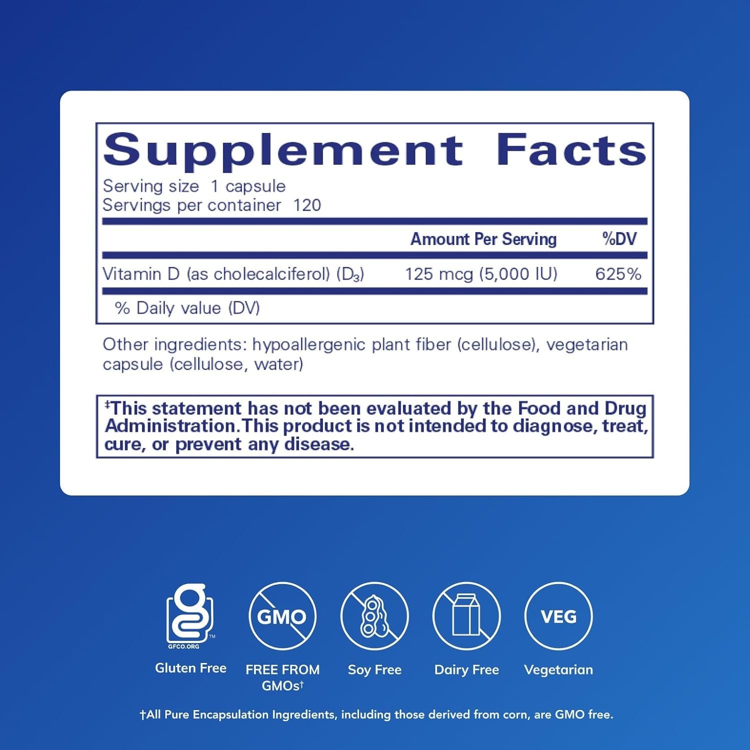 Pure Encapsulations Vitamin D3 125 mcg (5,000 IU) - Supplement to Support Bone, Joint, Breast, Heart, Colon, and Immune Health* - with Vitamin D - 120 Capsules - Image 2
