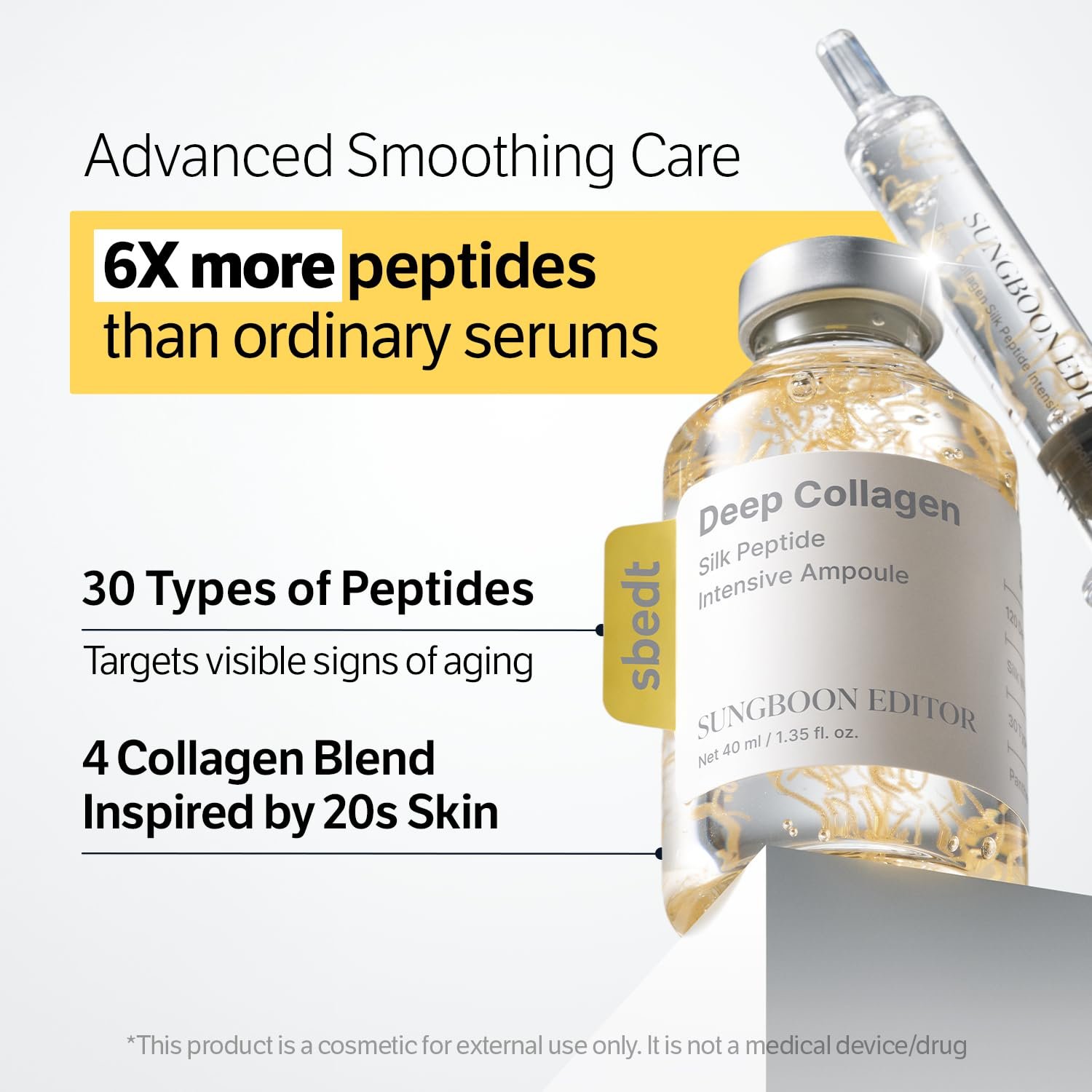 SUNGBOON EDITOR Glow Intensive Silk Peptide Ampoule, Copper Peptides Serum for Face with Collagen & Multi Peptides, Hydrating Korean Skincare Facial Serum for Smooth-Looking Skin, 1.35 fl oz - Image 4