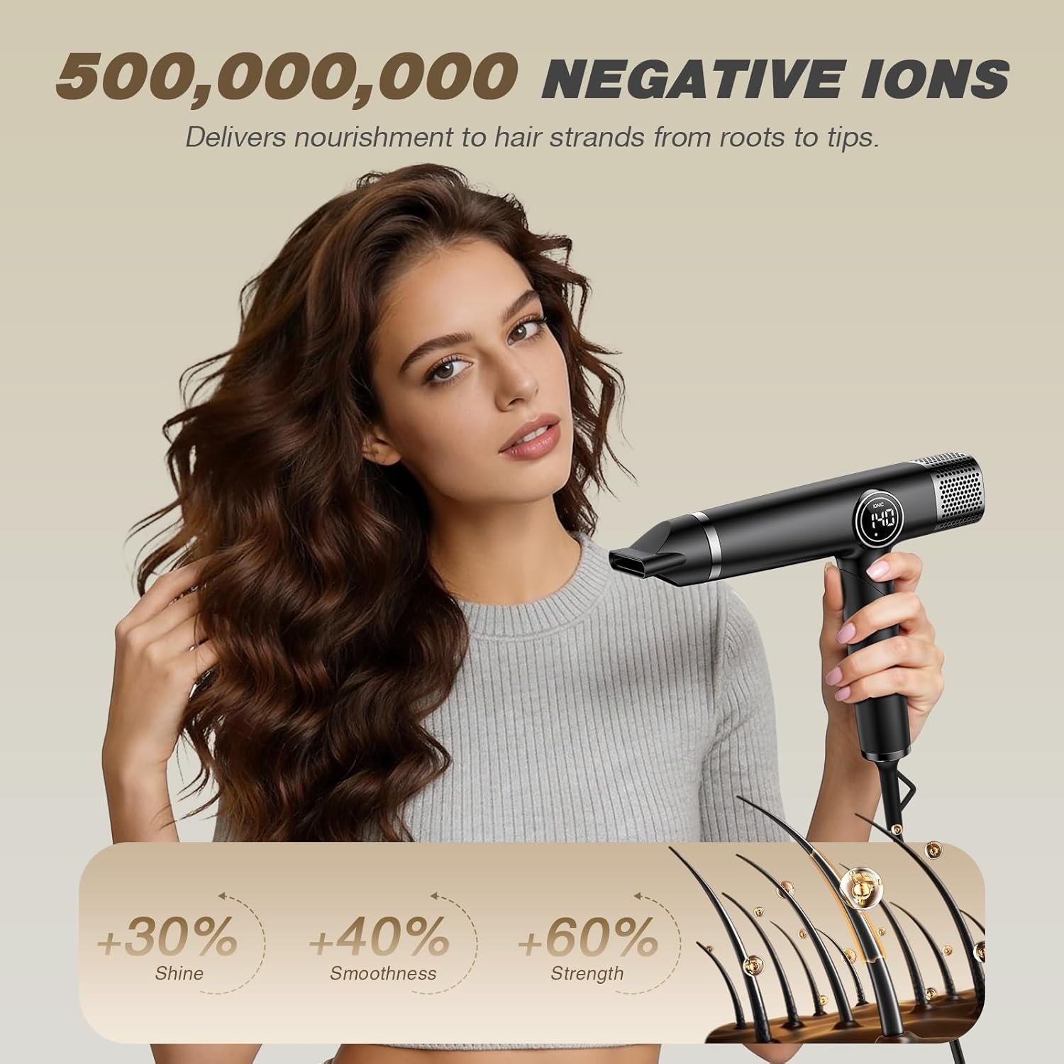 Dual Voltage Travel Hair Dryer with Diffuser, 1900W Professional High-Speed Ionic Blow Dryer for Fast Drying, Lightweight, No Heat Damage, Global Use 110V-240V - Image 4