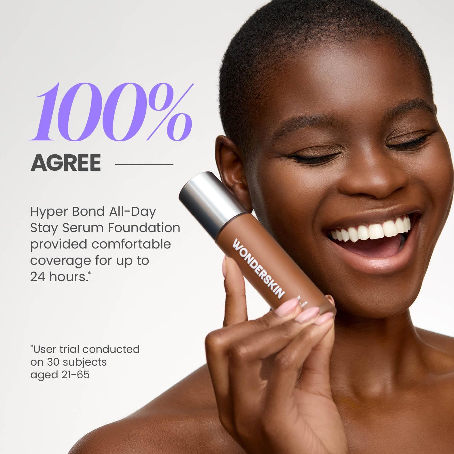 Wonderskin Hyper Bond All-Day Stay Serum Foundation – Waterproof, Transfer-Proof, 24HR Longwear Face Makeup with Niacinamide & Hyaluronic Acid – Lightweight, Natural Finish (Afterglow) - Image 4