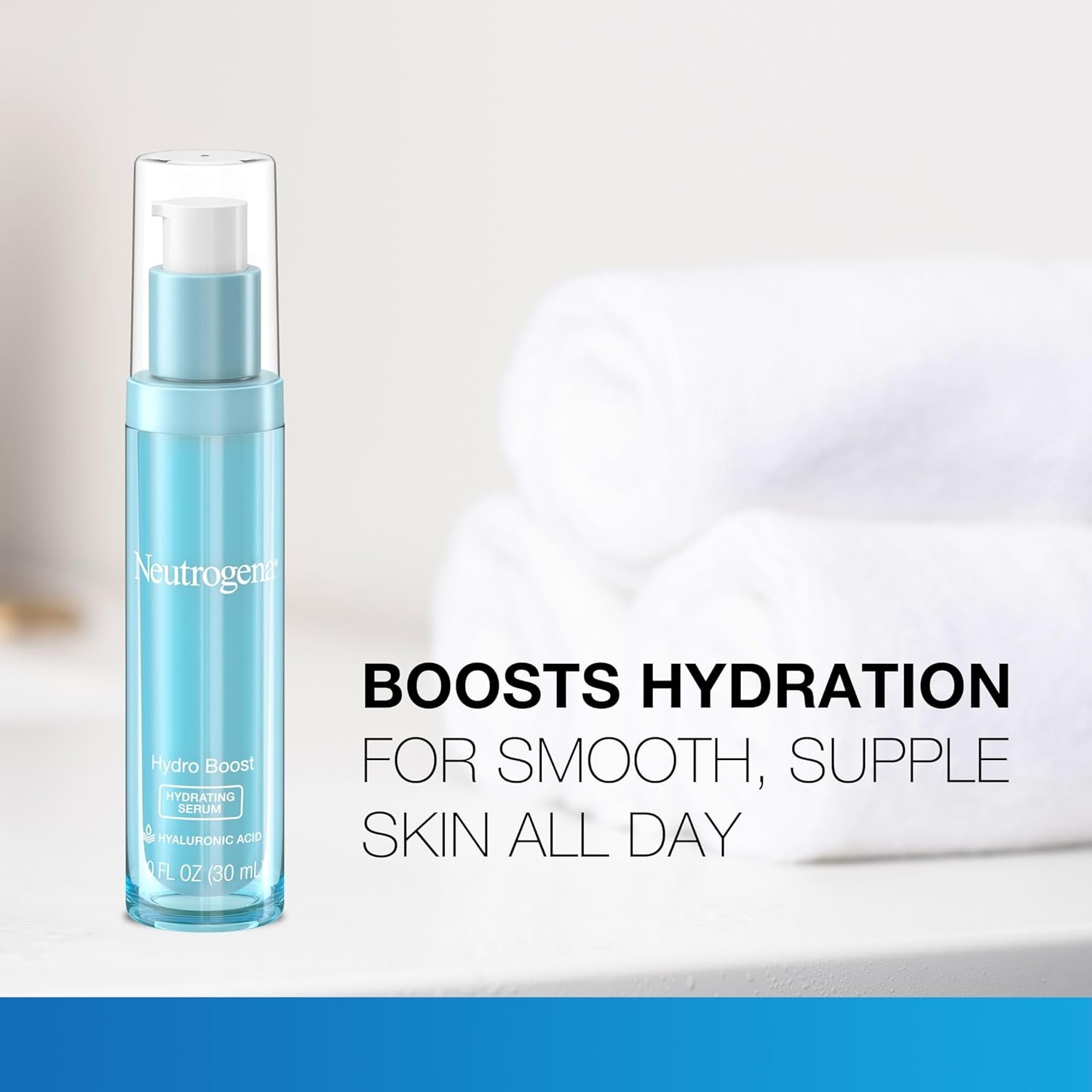 Neutrogena Hydro Boost Hydrating Hyaluronic Acid Face & Neck Serum, Fast-Absorbing Daily Facial Moisturizer with Purified Hyaluronic Acid for Hydrated Skin, Oil-Free & Non-Comedogenic, 1 fl. oz - Image 3