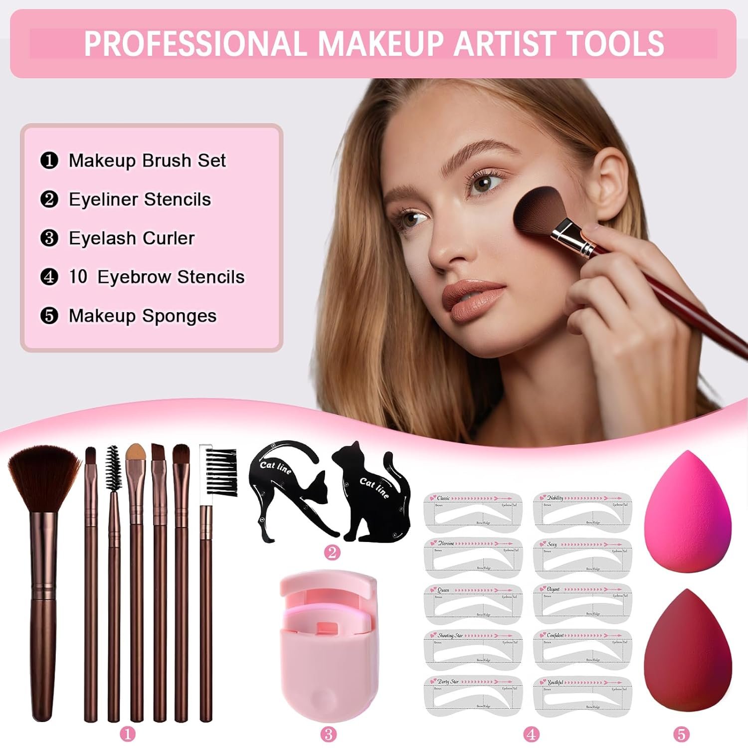 All in One Makeup Kit Makeup Set for Women Full Kit, Make Up Gift Set for Women Teens Girls, Makeup Essential Bundle Includes Eyeshadow Foundation Lipsticks Mascara Eyeliner Cosmetic Brush Set - Image 5
