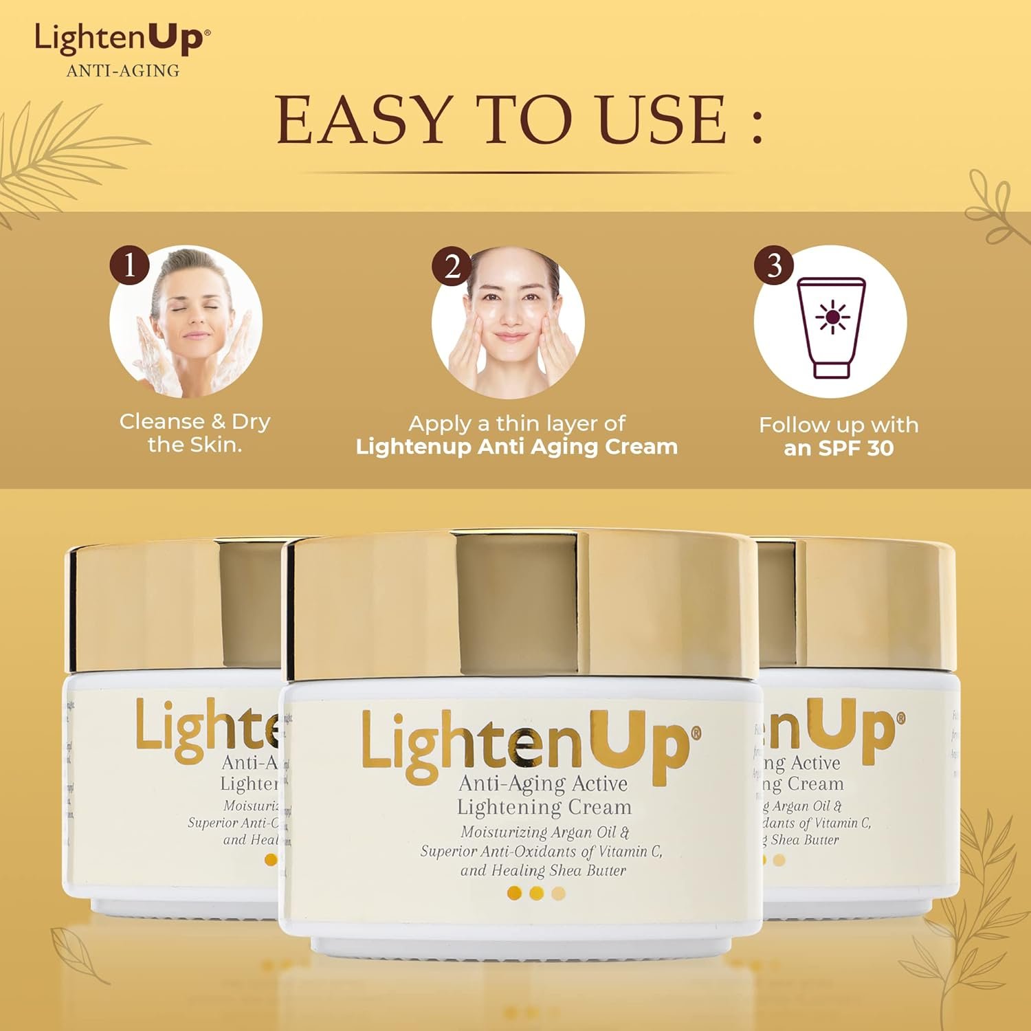 OMIC Lighten-Up Anti-Aging, Skin Brightening Cream - 4.4 fl oz / 100 ml - with Argan Oil and Shea Butter - Image 7