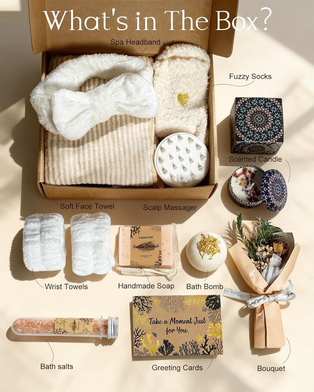 Natural Spa Gift Baskets - Mothers Day Gifts Natural Pampering Spa Set, Self-Care Get Well Soon Basket, Thank You Gifts, Unique 11pcs Gift Set for Women Wife Mom Her Birthday - Image 2