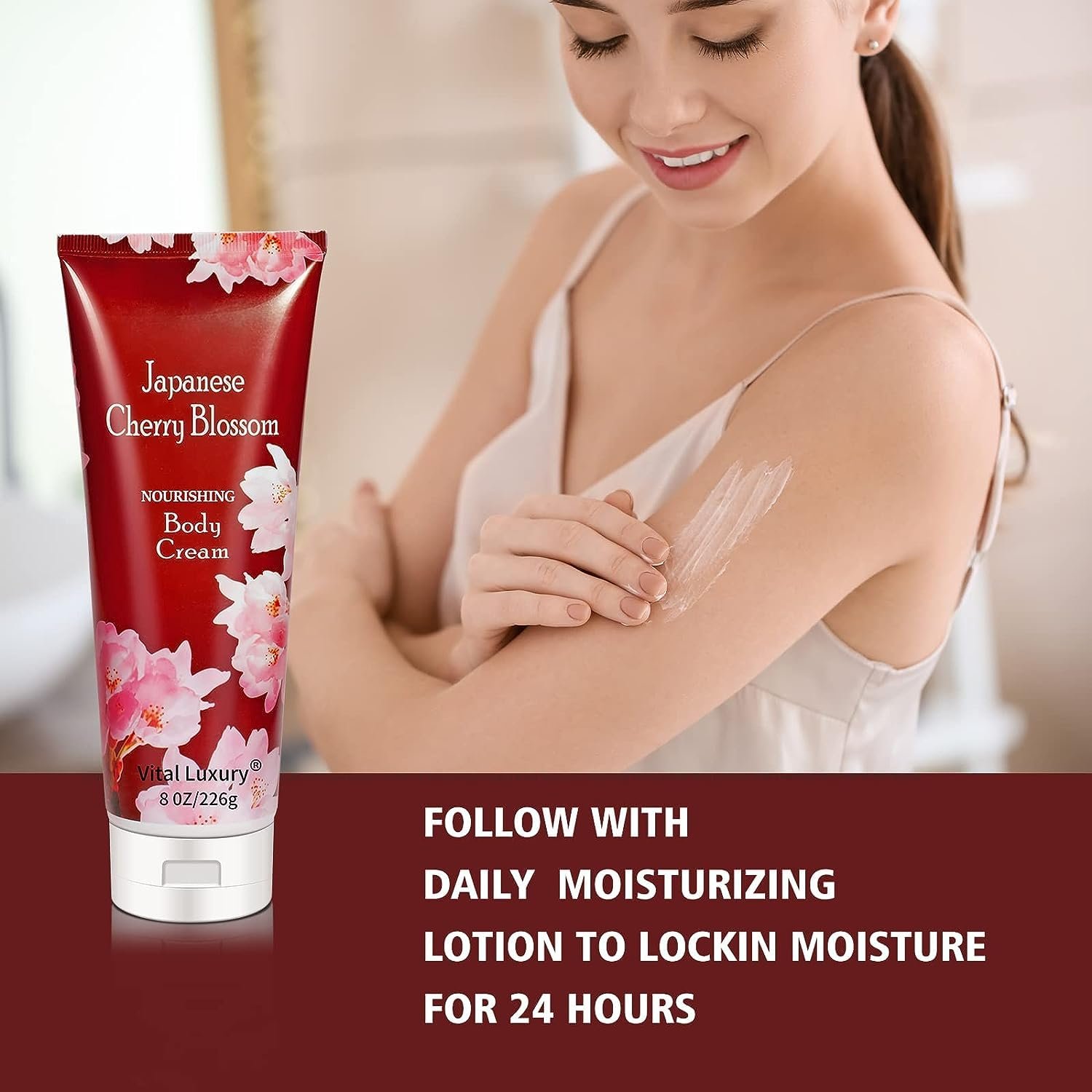 Japanese Cherry Blossom Bath and Body Set Shower Gel and Body Cream - Nourishing and Moisturizing Daily Skincare - 8 fl.oz / 236mL Each, Birthday Anniversary Wedding Gifts for Her and Him - Image 7
