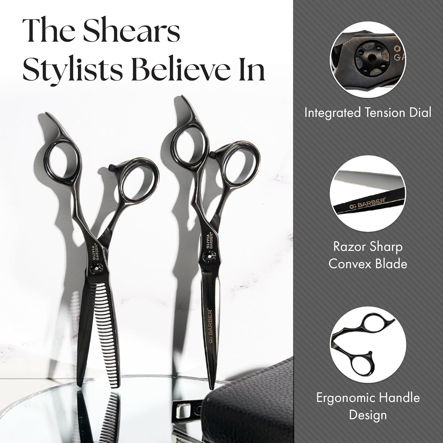 Olivia Garden Barber Shears Intro Kit - Includes Professional Hair Cutting Shears, Thinner, Case, and Accessories - Image 4