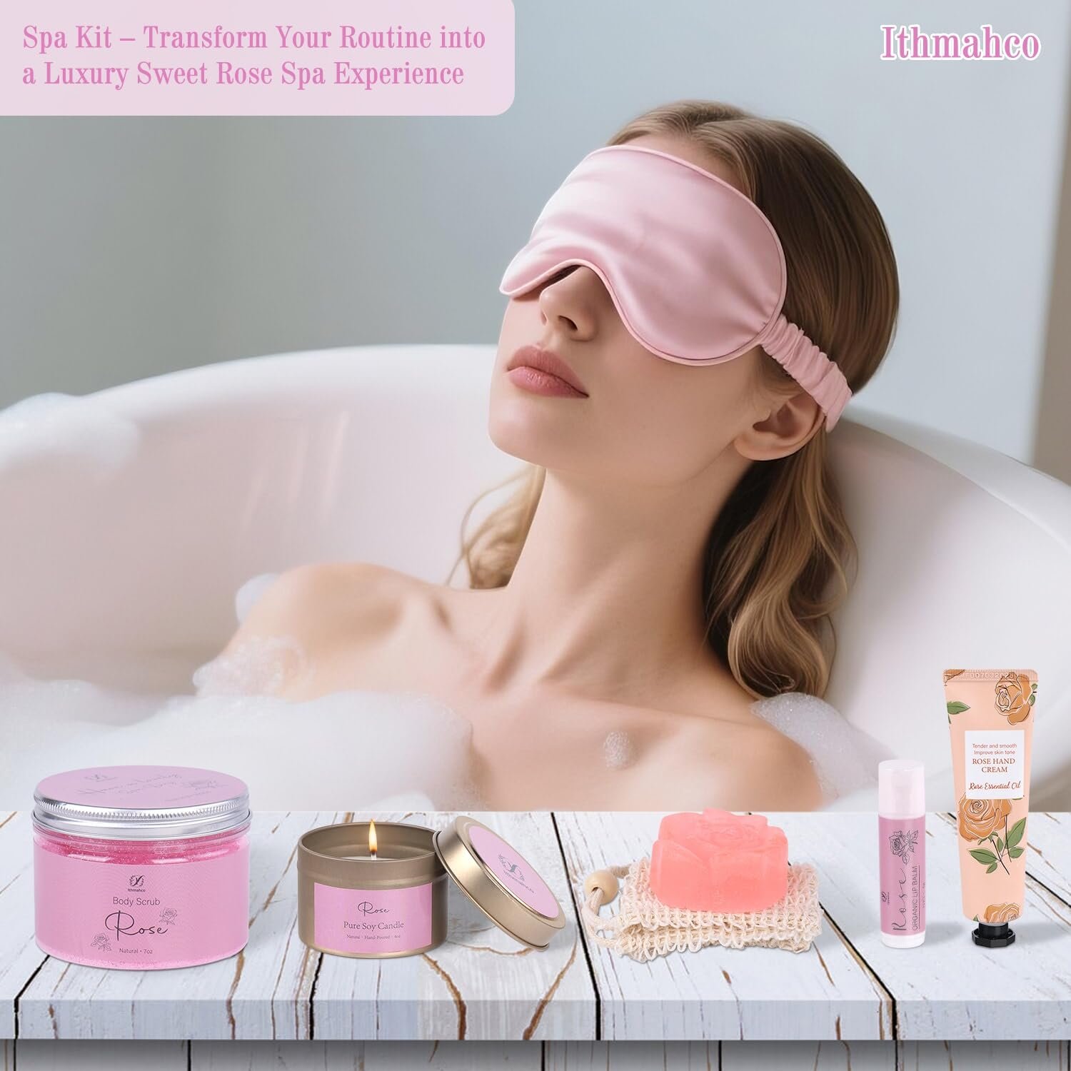 Mothers Day Spa Gifts for Women, Bath Gift Baskets, Birthday Relaxing Spa Self Care Gifts for Women, Home Rose Bath Shower Care Package for Wife, Mothers Day Gift Basket for Mom Her Friends - Image 4