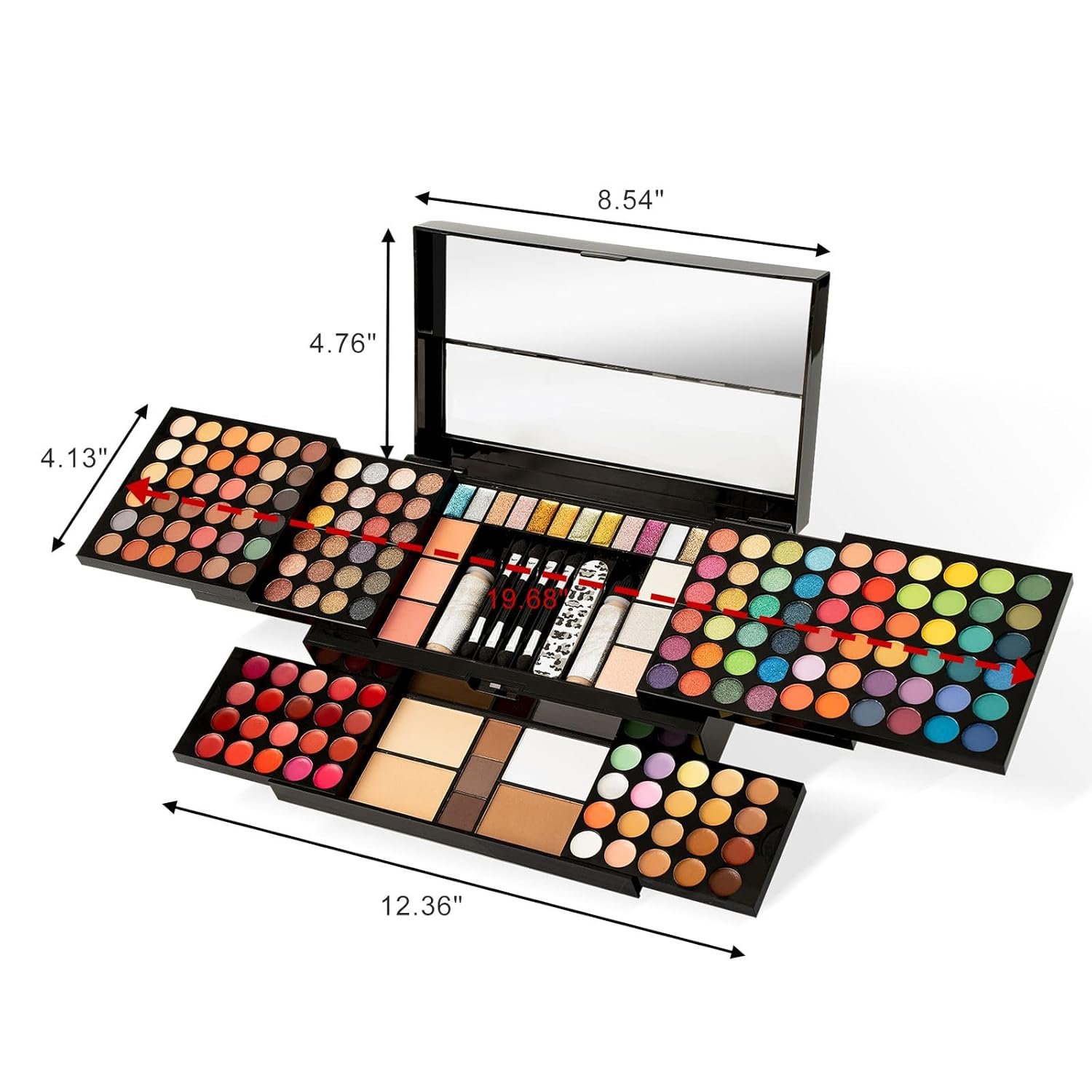 MISS ROSE M 187 Colors Professional Makeup Palette - All-in-One Kit With Eye Shadows, Lipsticks, Mascara, Foundations, Blushes, Brow Pencils, Nail File - Makeup Gift Set for Women and Girls - Image 2
