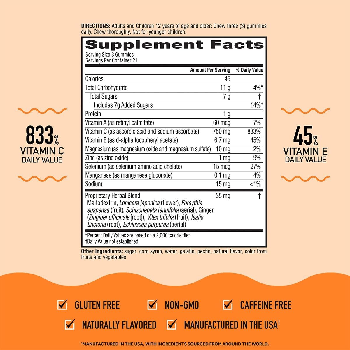 Airborne 750mg Vitamin C Gummies for Adults, Immune Support Supplement with Powerful Antioxidants Vitamins A C & E - 2x63ct Bottles (126 Gummies), Assorted Fruit Flavor - Image 6