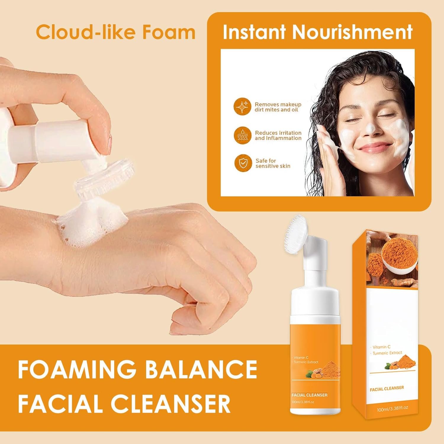 Turmeric Wash and Care Kit – Turmeric Face Wash with Brush, Exfoliating Facial Pads, Turmeric Oil and Cleansing Soap Bars– Jabon de Curcuma, Natural Skincare for Face & Body (4PC Set, Count, 4) - Image 8