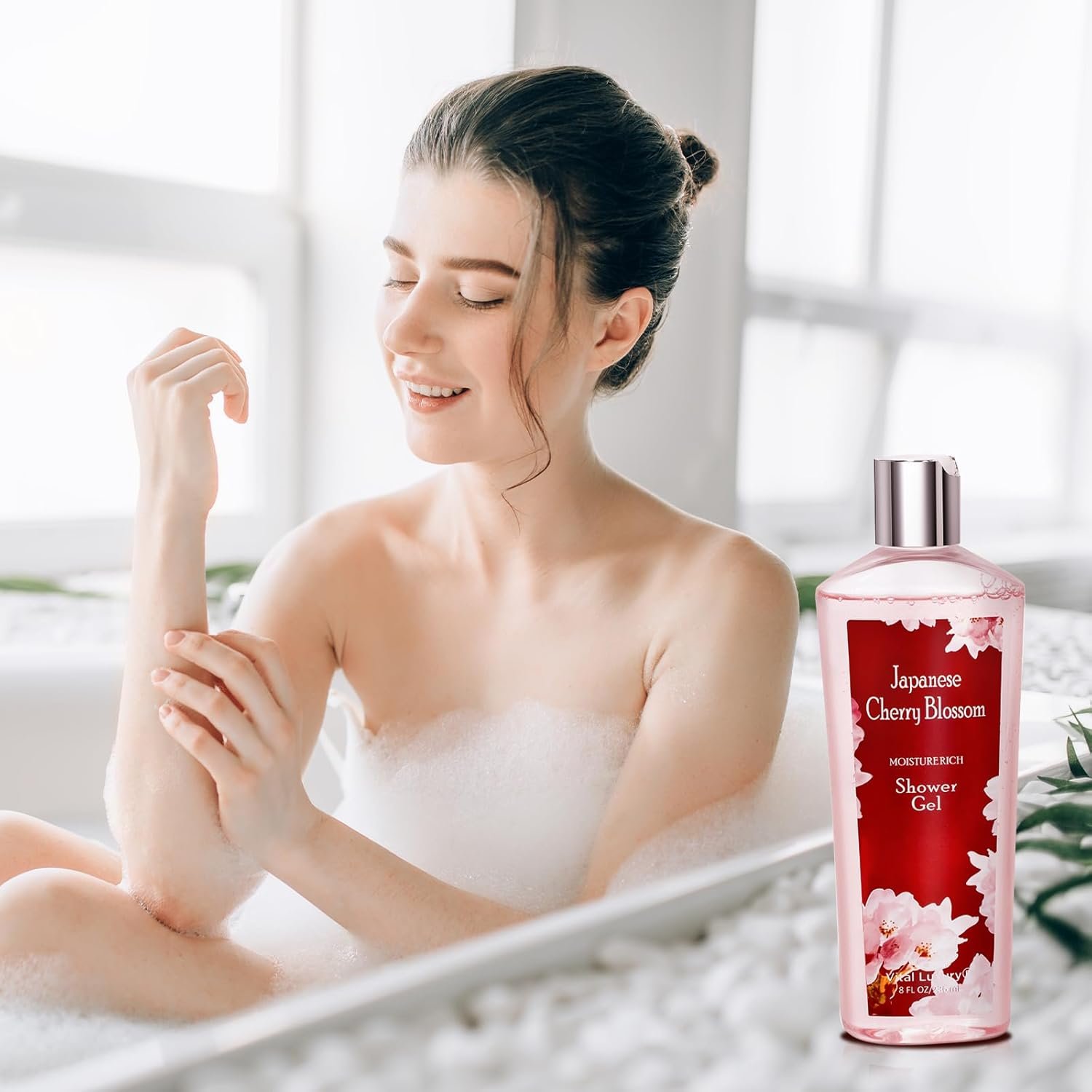 Japanese Cherry Blossom Bath and Body Set Shower Gel and Body Cream - Nourishing and Moisturizing Daily Skincare - 8 fl.oz / 236mL Each, Birthday Anniversary Wedding Gifts for Her and Him - Image 8
