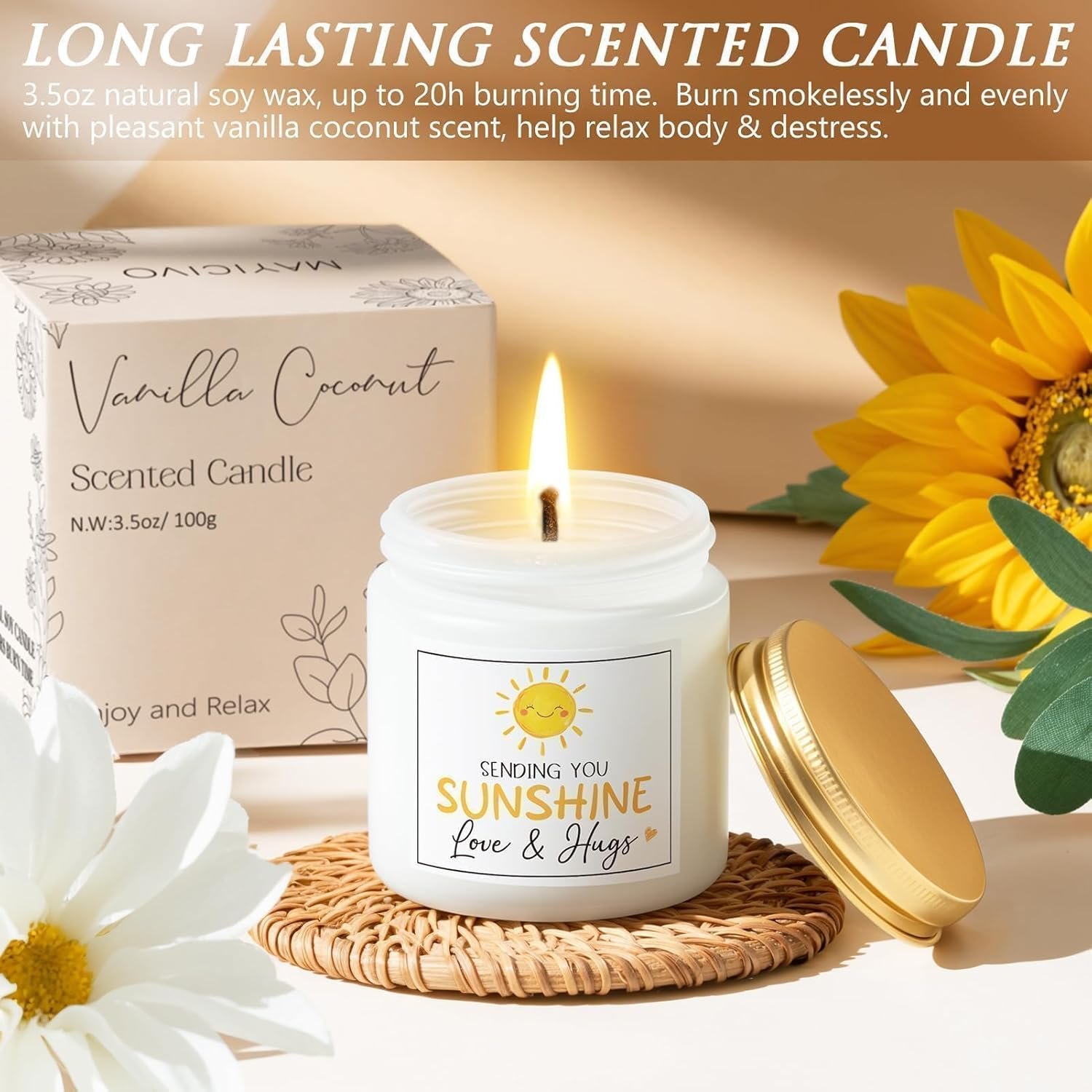 Birthday Gifts for Women Self Care Get Well Soon Gift Baskets, Spa Care Package Thinking of You Gifts, Sending Sunshine Box Unique Christmas Sunflower Gift for Women Mom Her Best Friends Sister Wife - Image 7