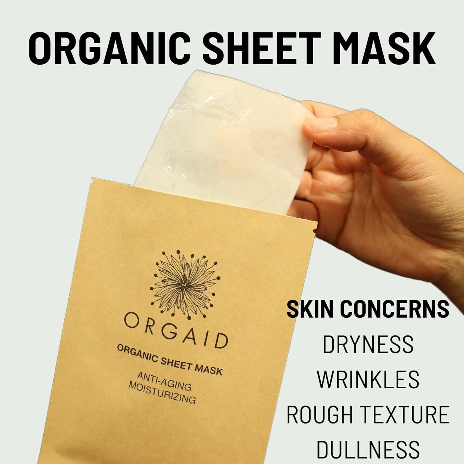 ORGAID Organic Sheet Mask | Made in USA (Anti-aging & Moisturizing, pack of 4) - Image 4
