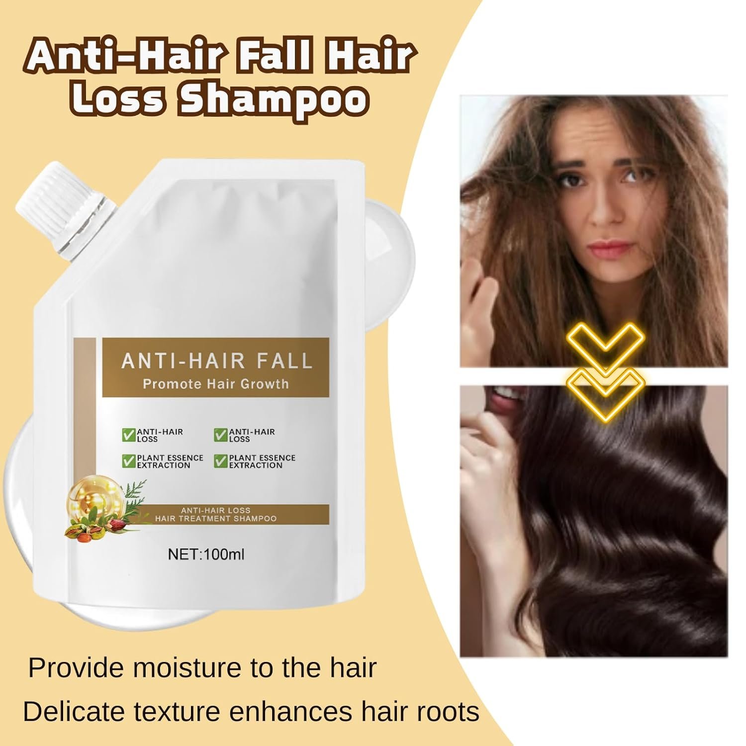 Generic 2Pcs Anti-Hair Fall Hair Loss Shampoo, Anti-Hair Fall Promote Hair Growth, Rich in Various Plant Extracts Moisturize, Suitable For All Hair Type - Image 3