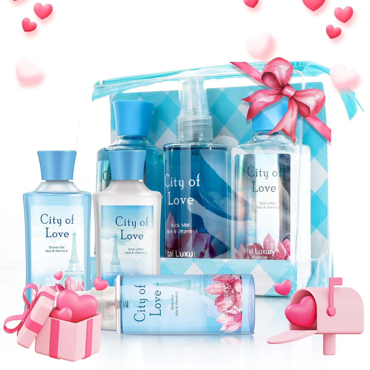 Bath and Body Gift Set for Women & Girls, City of Love Spa Set, Personal Self Care Travel Kit, 3PCS Set with Shower Gel, Body Lotion, Body Mist - Mother's Day Birthday Gifts for Her - Image 2