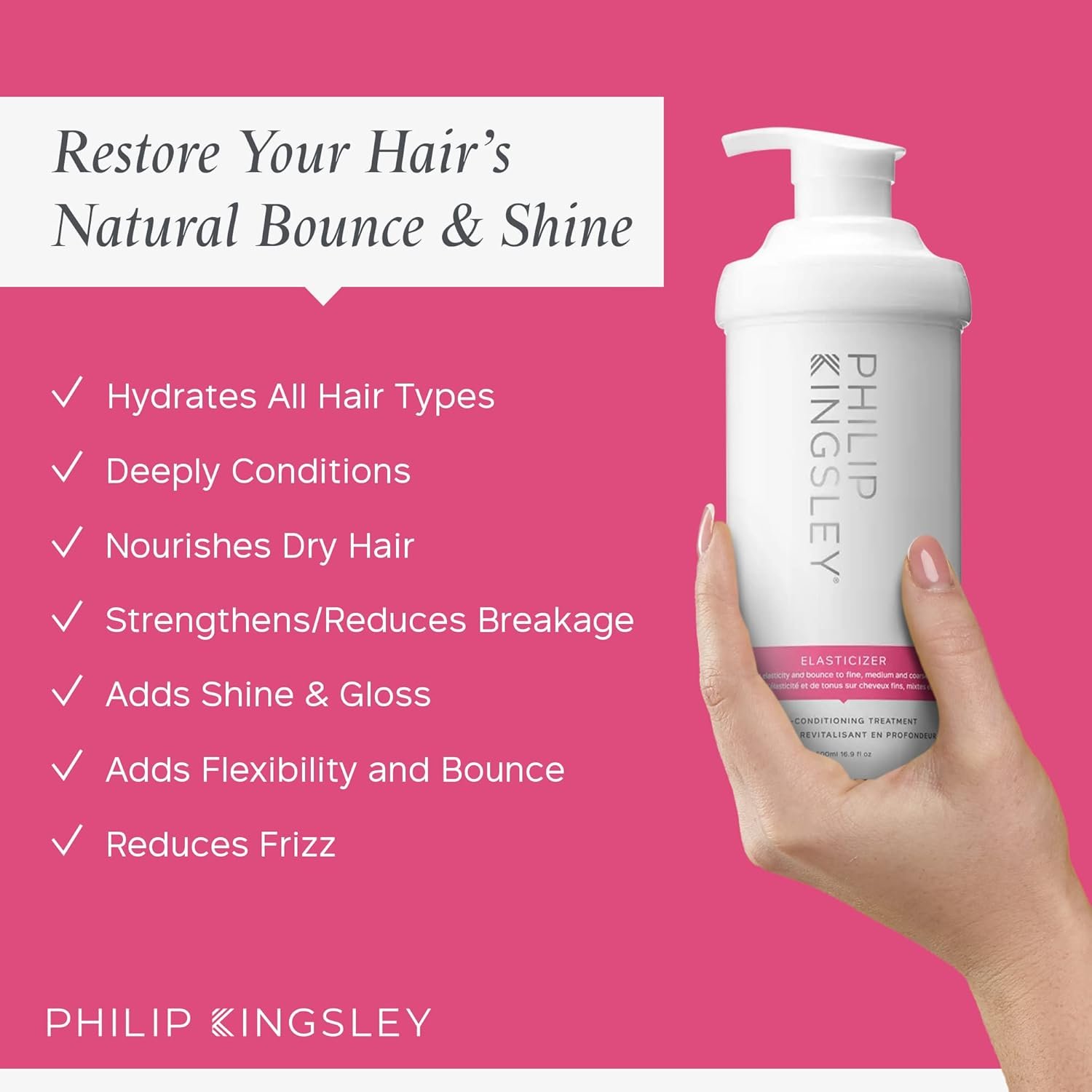 PHILIP KINGSLEY - Elasticizer | Deep Conditioner | Repair Hair Mask Treatment for All Hair Types | Pre-Shampoo Deep Conditioning Mask | Hydrates, Adds Shine and Reduces Breakage and Frizz | 16.9oz - Image 2