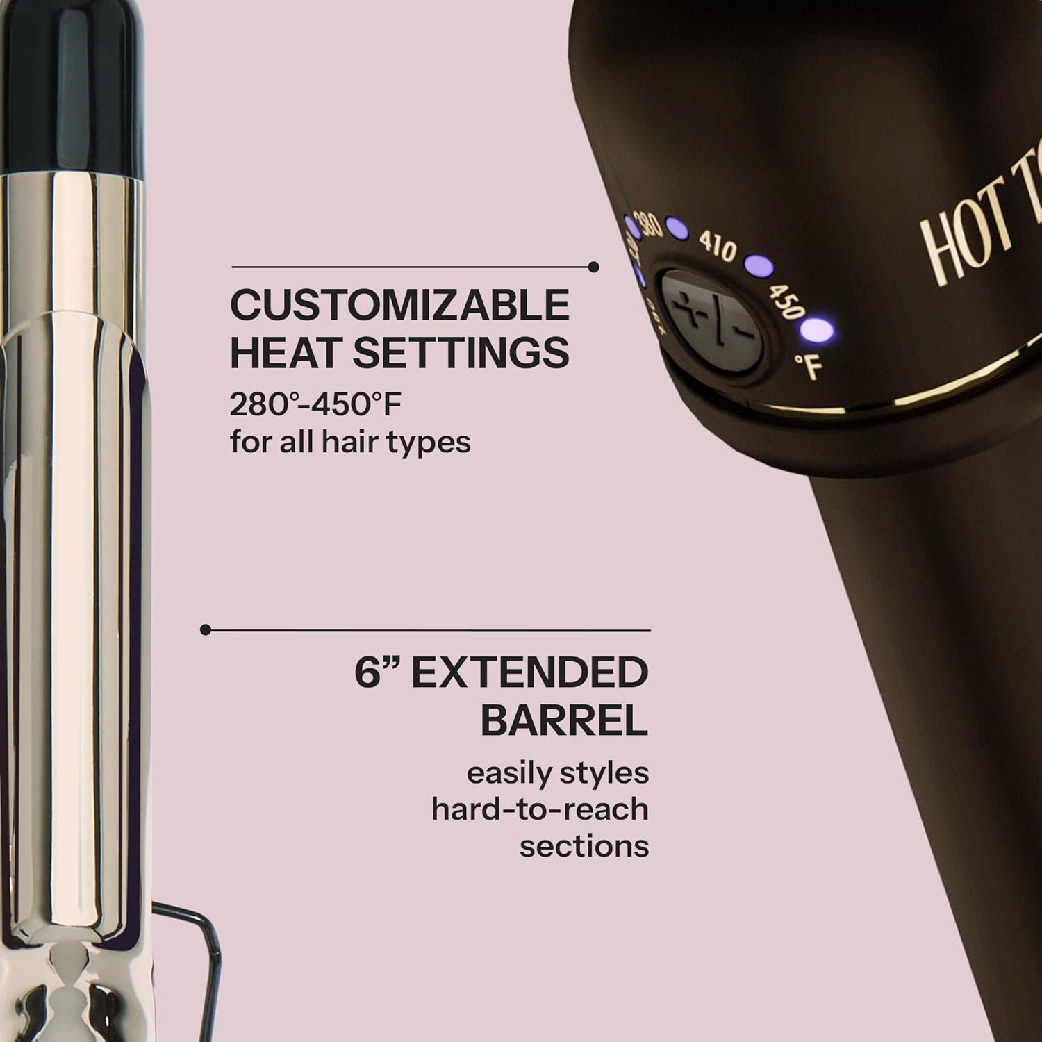 HOT Tools 24K Gold Professional 1 1/4" Extended Barrel Curling Iron with Clamp for Tousled Curls - 24K Gold Technology for Long-Lasting Results & Longer Barrel for Easy Styling - Image 4