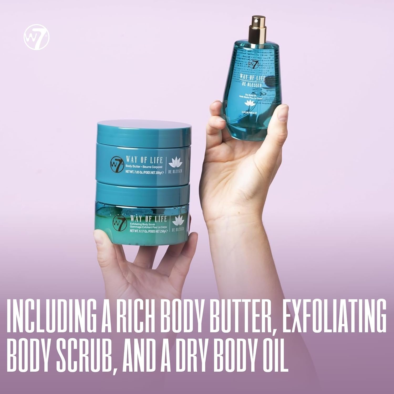 W7 Way of Life Body Care Set | Exfoliating Scrub, Hydrating Body Oil & Nourishing Body Butter | Luxury Skincare for Glowing Skin | Full Size, Long Lasting Products to Use at Home - Image 4