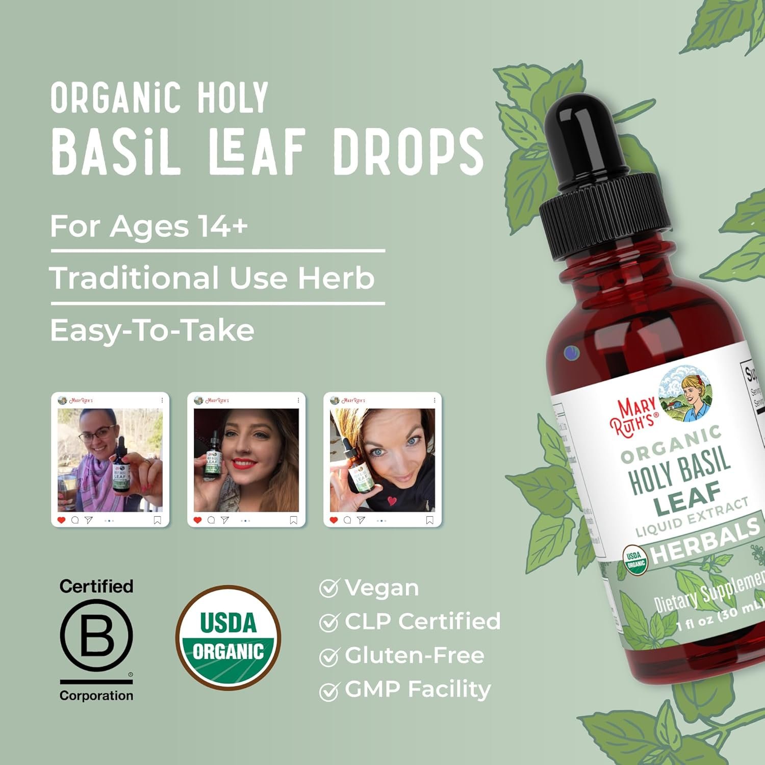 MARYRUTH'S Organics Holy Basil Sugar Free | Tulsi Holy Basil Herbal Liquid Drops | Antioxidant | Cognitive Function | Digestive Support | Energy Levels | Vegan | Non-GMO | 1 Fl Oz - Image 8
