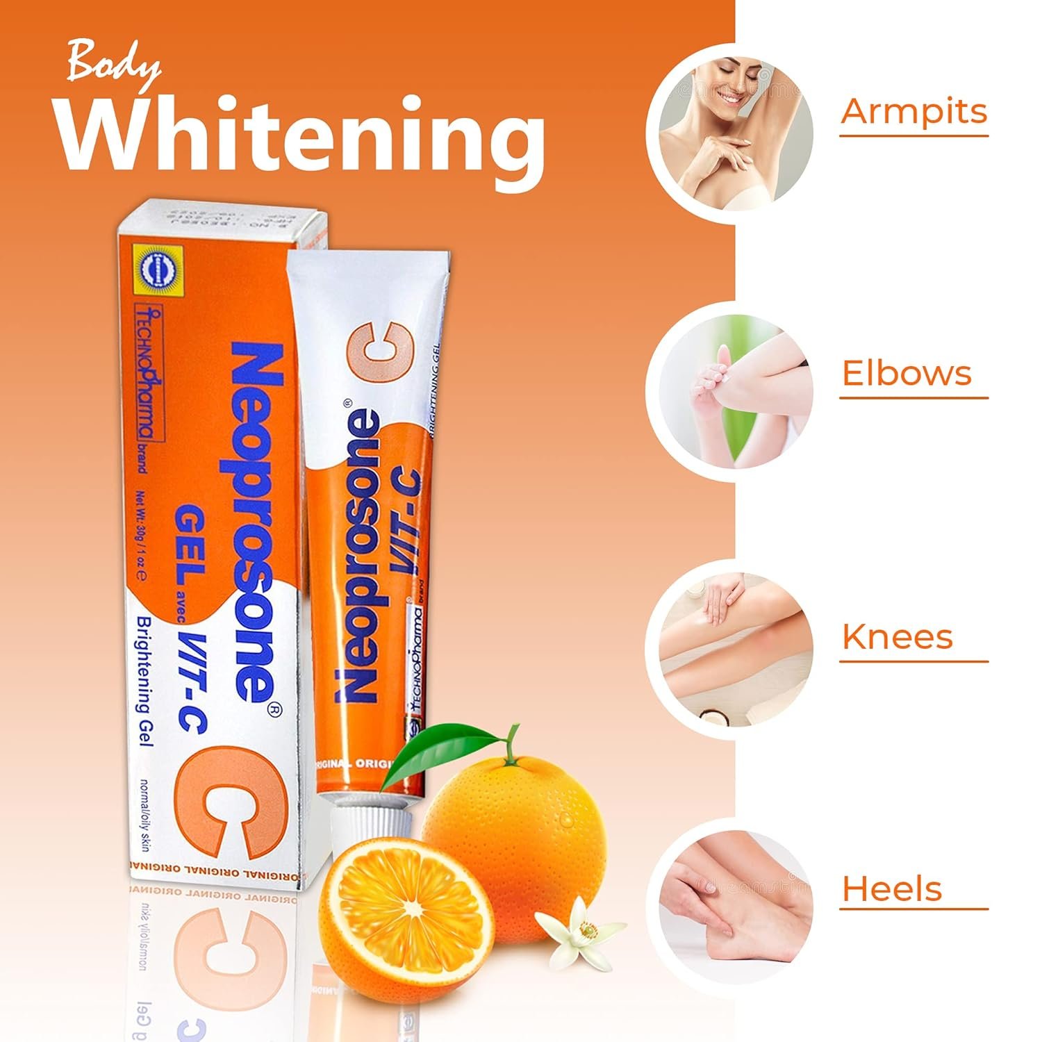 Neoprosone, Vitamin C Gel - 1 Fl oz / 30 ml - Brightening Gel Cream for Neck, Face, Body, Armpit, Hands - For Women and Men, with Alpha Arbutin - Image 5