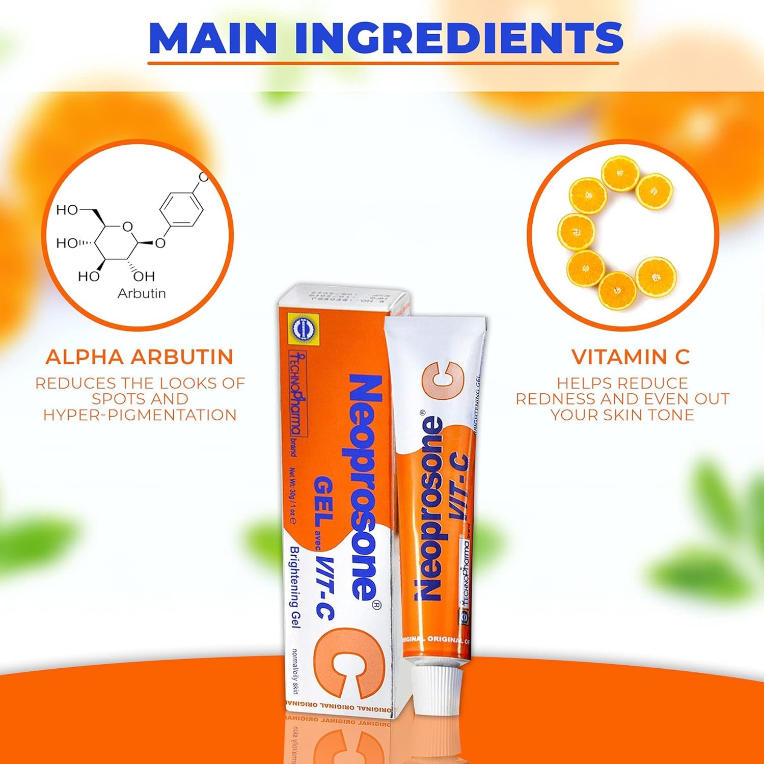 Neoprosone, Vitamin C Gel - 1 Fl oz / 30 ml - Brightening Gel Cream for Neck, Face, Body, Armpit, Hands - For Women and Men, with Alpha Arbutin - Image 2