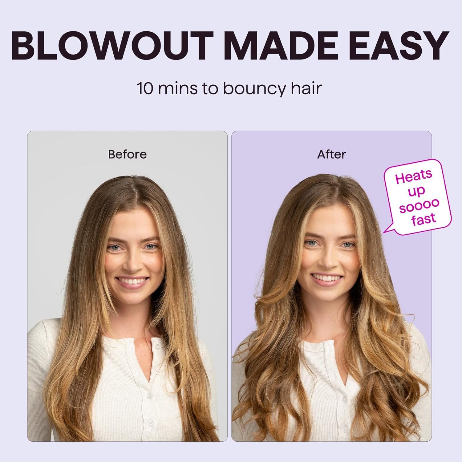 Wavytalk Thermal Brush, Blowout Boost 1.5 inch Heated Round Brush for Blowout Look, Dual Voltage, Pink, Sakura, Tourmaline Ceramic, Negative Ion Technology, 5 Temperature Settings, Less Damage - Image 4