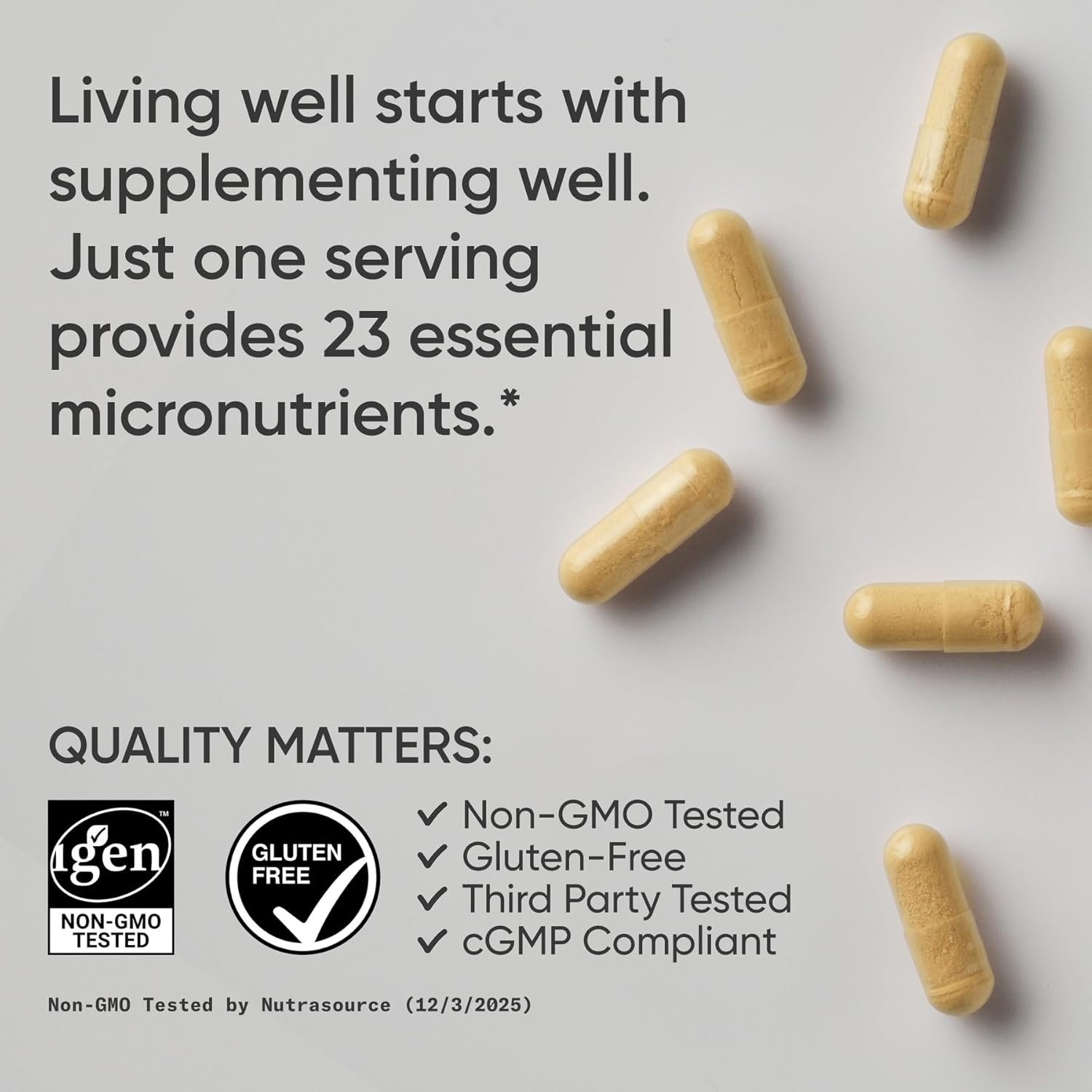 Sports Research® Multivitamin – Advanced Formula - 23 Essential Vitamins & Minerals with CoQ10 & Iodine - Daily Nutrient Support*- Non-GMO Tested & Gluten-Free -60 Veggie Capsules - Image 4