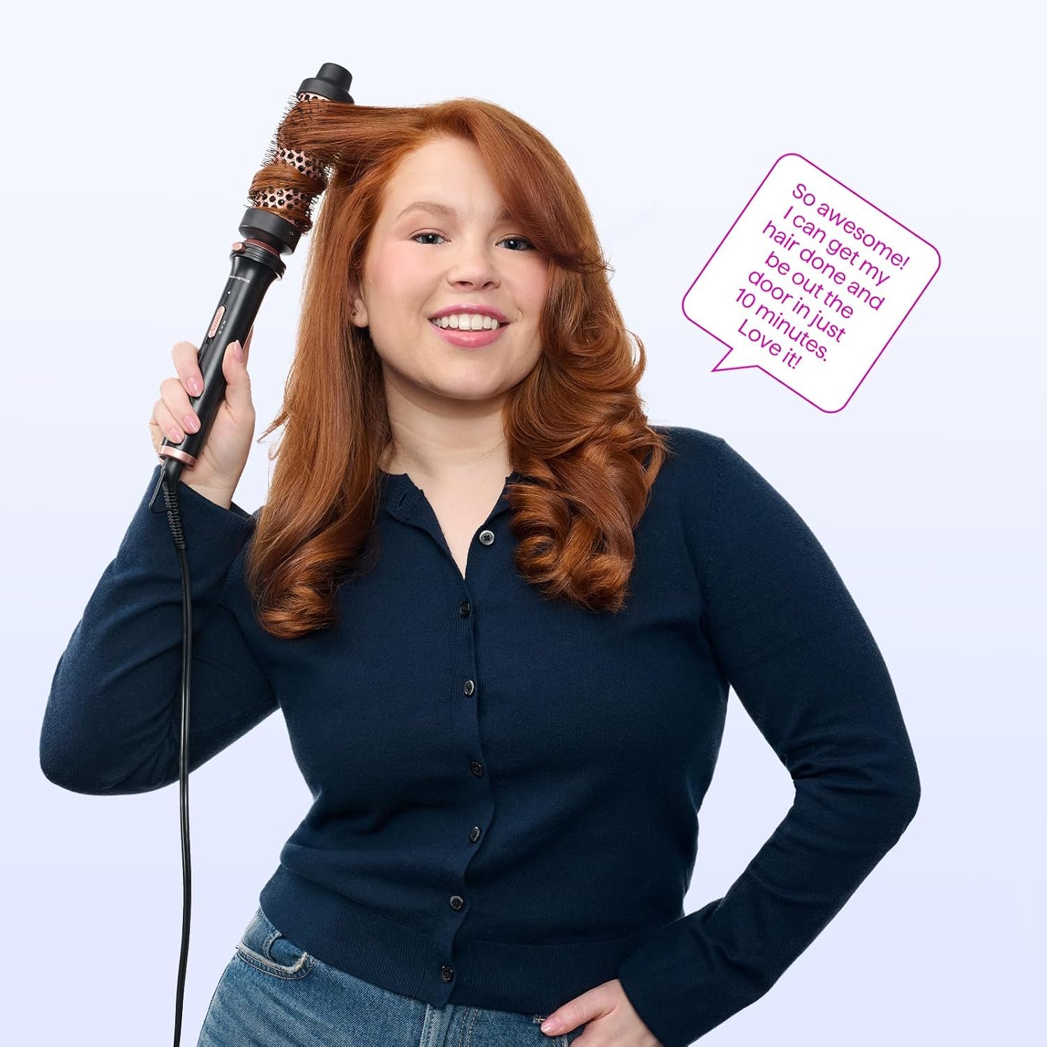 Wavytalk 3 in 1 Curling Wand Set, Multi Curl, Curling Iron Set with Heated Round Brush, Flat Iron Hair Straightener, 1 1/4 inch Curling Iron, Dual Voltage Hair Curler(Pink) - Image 7
