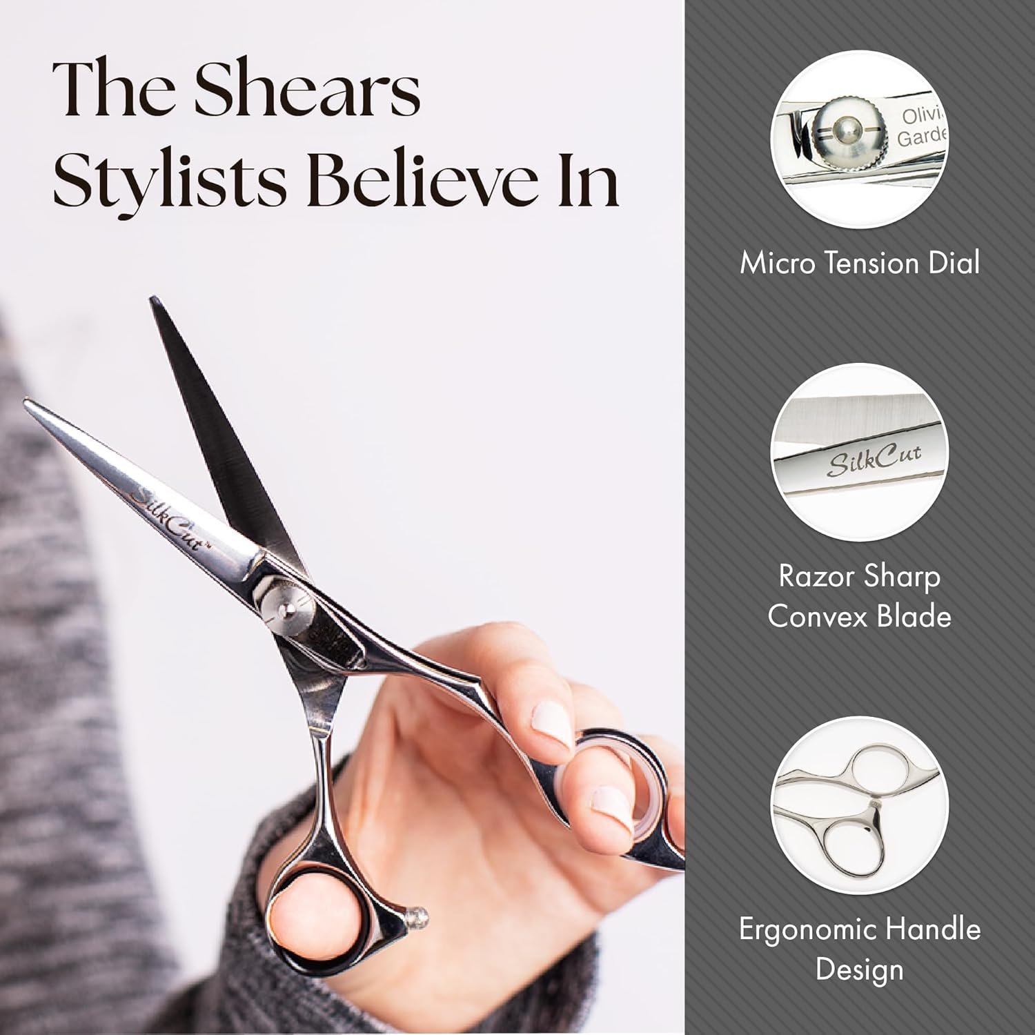 Olivia Garden SilkCut Professional Shear & Thinner Case - Razor Sharp Blade, Ergonomic Handle - Image 4