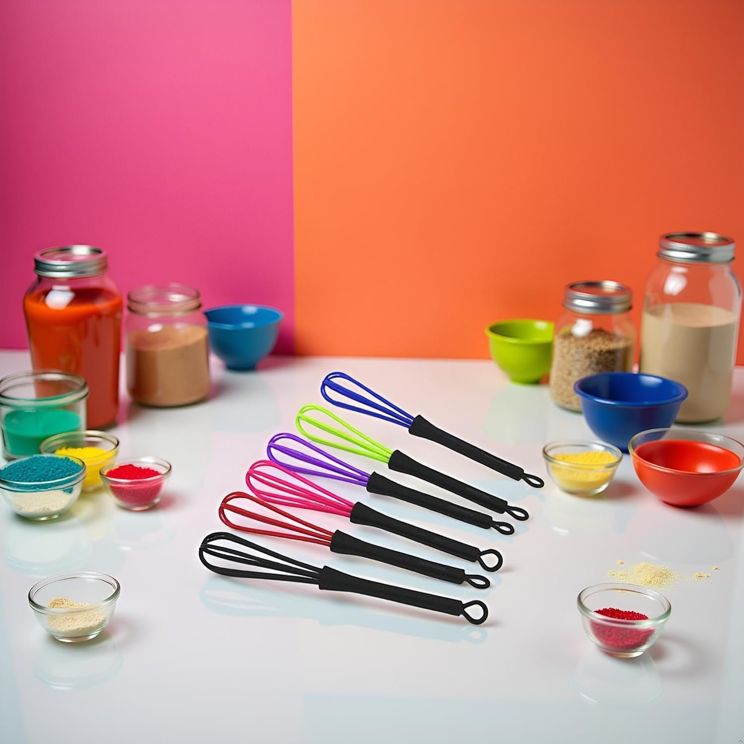 6 Pcs Mini Whisks for Hair Dye Color Mixing, 7 x 1.2 In, Balloon Salon Barber Hairdressing Hair Color Dye Cream Whisk Kitchen, Mixer Tool for Blending, Whisking, Beating and Stirring - Image 5