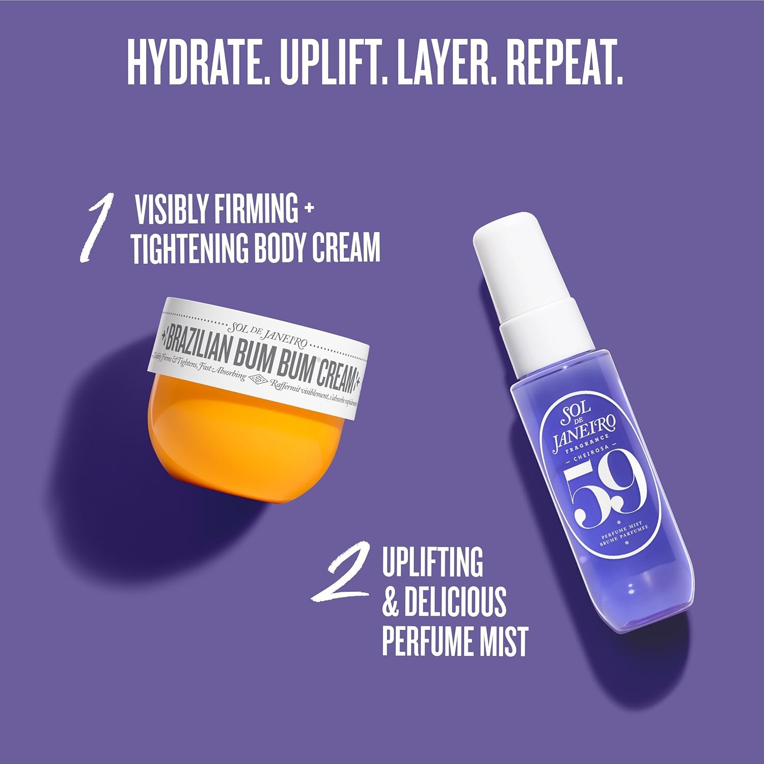 Sol de Janeiro Double Date Beauty Gift Set | Travel Size Brazilian Bum Bum Body Cream 1.7 fl oz & Cheirosa 59 Perfume Mist Mini 1 fl oz | Limited Edition Beauty Minis Trial Set - Image 4