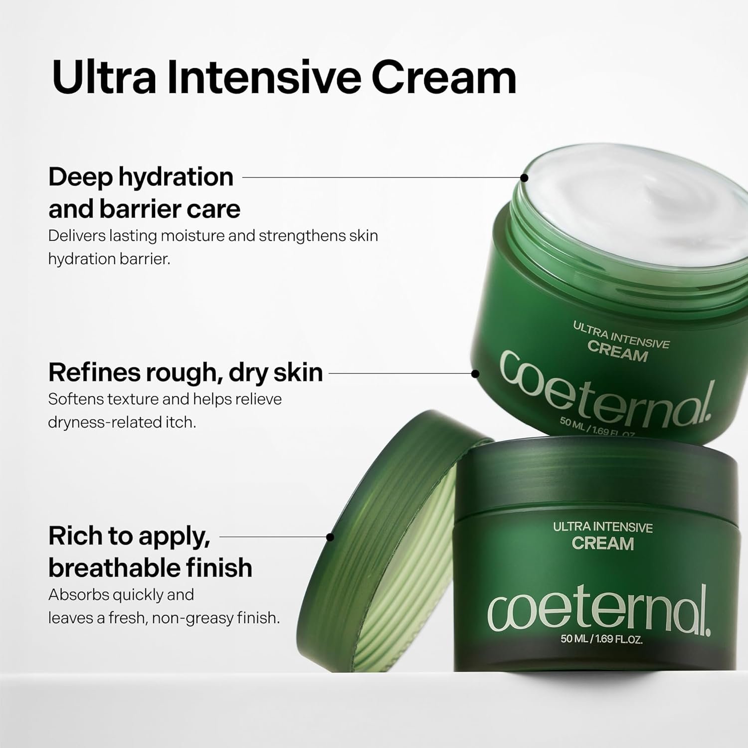 Ultra Intensive Cream, Hydrating Korean Face Moisturizer with Niacinamide, Arginine & Algae11 Extracts, Non-greasy Barrier Cream for Dry, Oily or Sensitive Skin, 50ml / 1.69 fl.oz. - Image 2