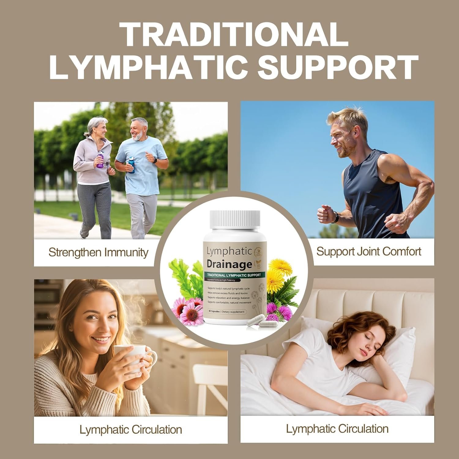 Lymphatic Drainage Capsules Natural Herbal Supplement for Fluid Balance & Immune Health and Daily Lymphatic Wellness, with Echinacea, Dandelion, and Burdock 60 Capsules - Image 3