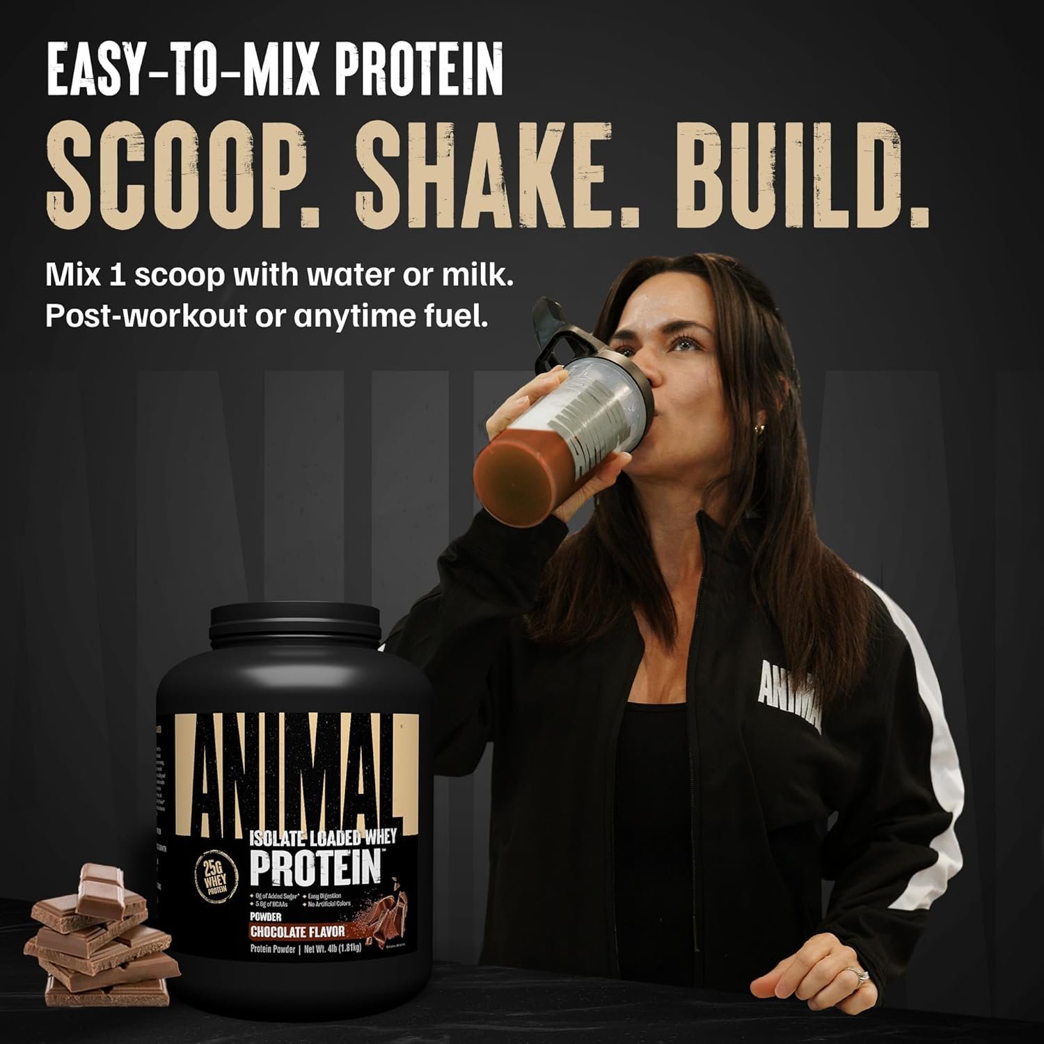 Animal Whey Isolate Protein Powder - Loaded for Pre & Post Workout Muscle Builder and Recovery with Digestive Enzymes for Men & Women - 25g Protein, Great Taste, Low Sugar - Chocolate 4 lbs - Image 4