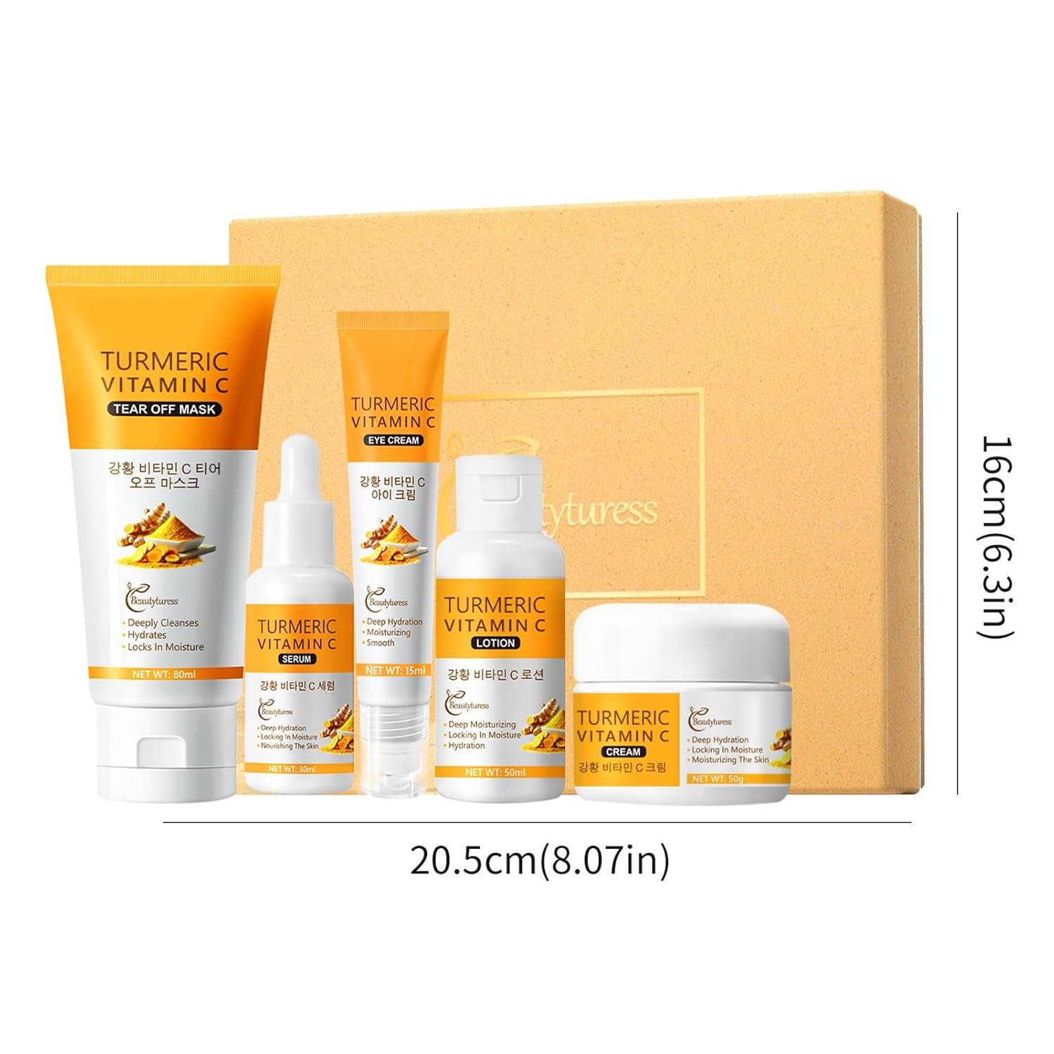 Turmeric Skin Care Set for Women, 5Pcs Hydrating & Nourishing Facial Care Kit with Cleanser, Toner, Serum, Eye Cream & Moisturizer – Soothing & Revitalizing Daily Skincare Gift Set - Image 7