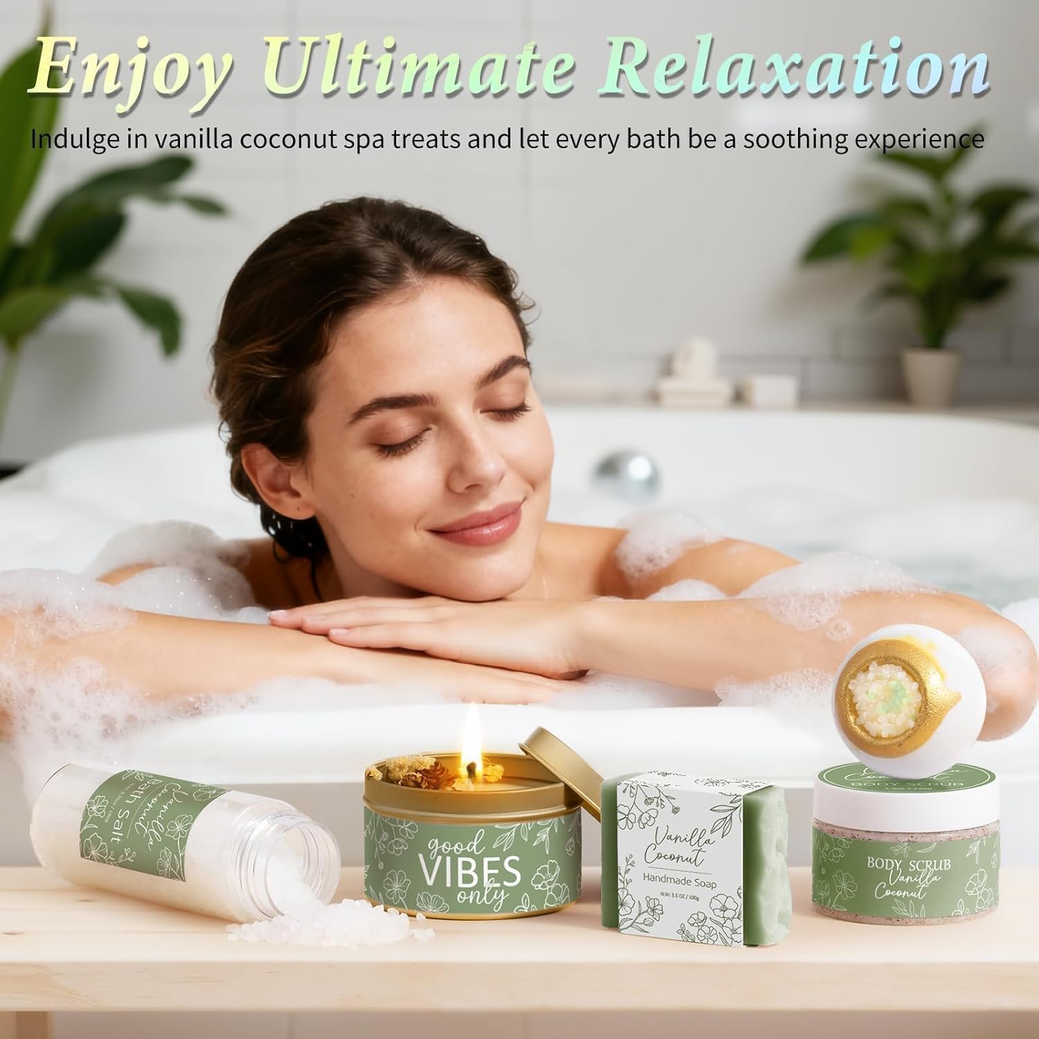 Spa Gifts for Women Bath Gift Set, Vanilla Coconut Spa Gift Baskets Home Bath Set Self Care Kit Care Package Thank You Birthday Mothers Day Easter Gifts for Women Mom Her Friends Sister Teen Girl Wife - Image 7