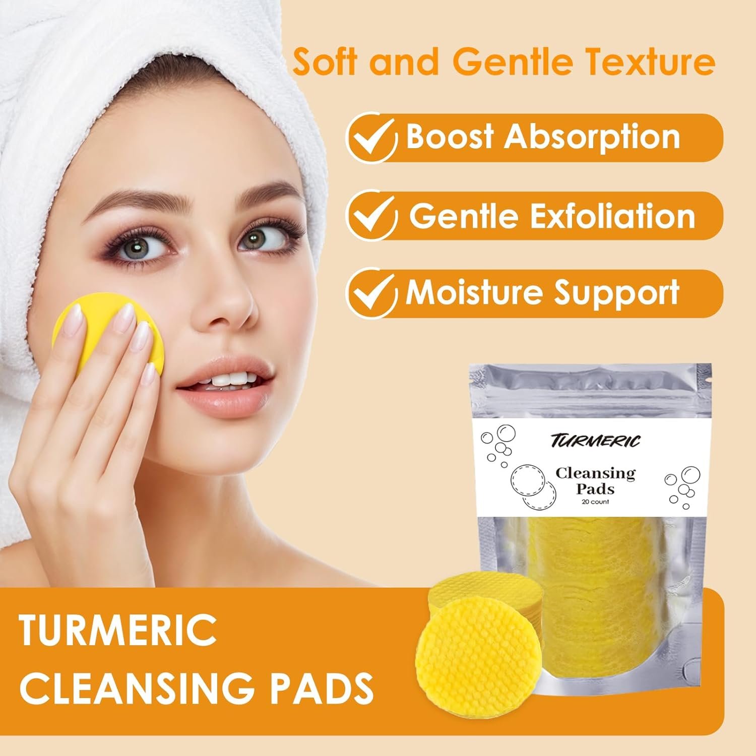 Turmeric Wash and Care Kit – Turmeric Face Wash with Brush, Exfoliating Facial Pads, Turmeric Oil and Cleansing Soap Bars– Jabon de Curcuma, Natural Skincare for Face & Body (4PC Set, Count, 4) - Image 10