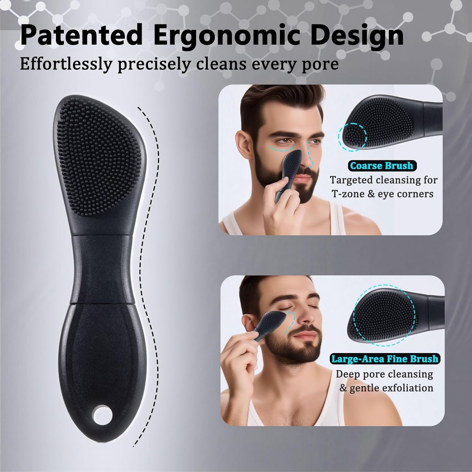 Silicone Face Scrubber Black Head Remover for Face- Appliances for Removing Make-up for Deep Cleansing Blackhead Remover Tools Face Spatula Makeup Removal Washing Brushes Pore Cleaner (Black) - Image 3