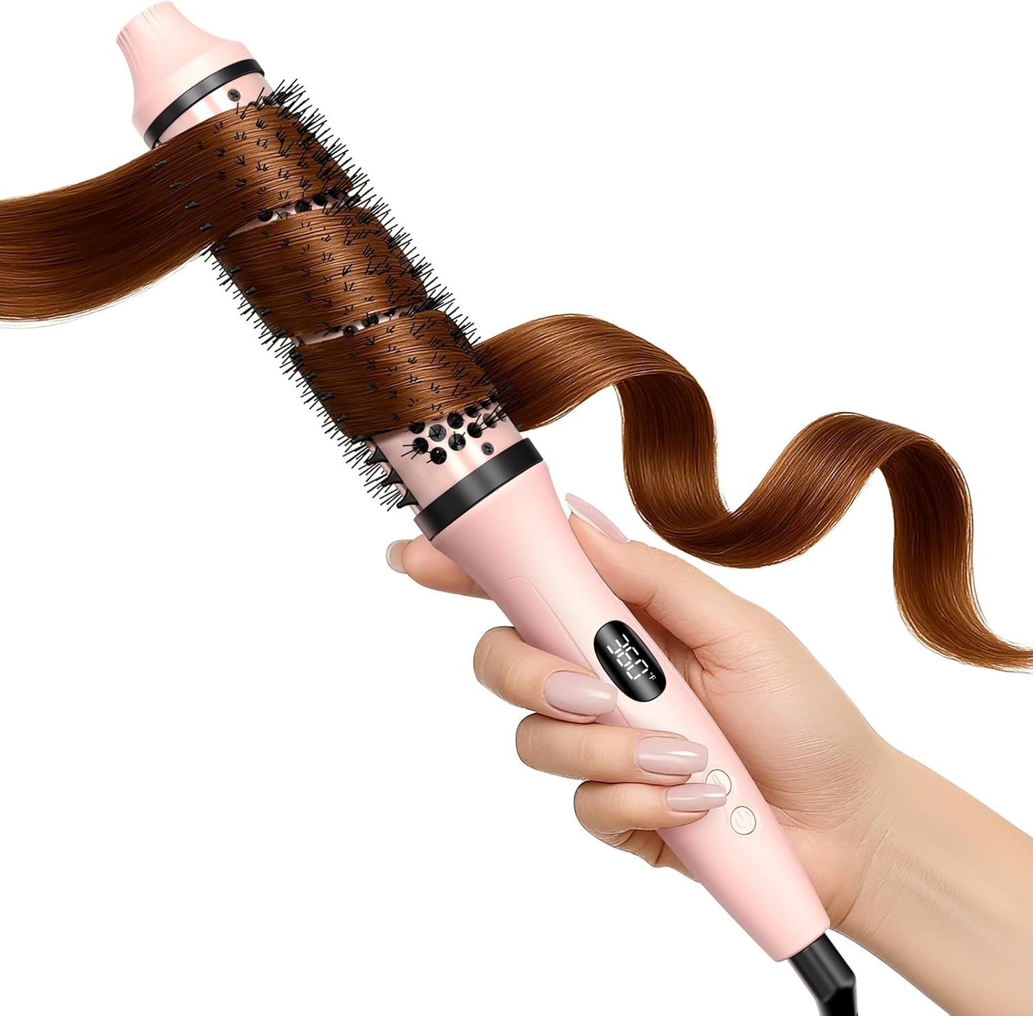 Bopcal Dual Voltage Thermal Brush, 1.5" Heated Round Brush for Smooth Blowout Look, Hot Brush for Volume, Soft Curls & Polished Ends, Negative Ions, 6 Heat Settings, Auto Shut-Off