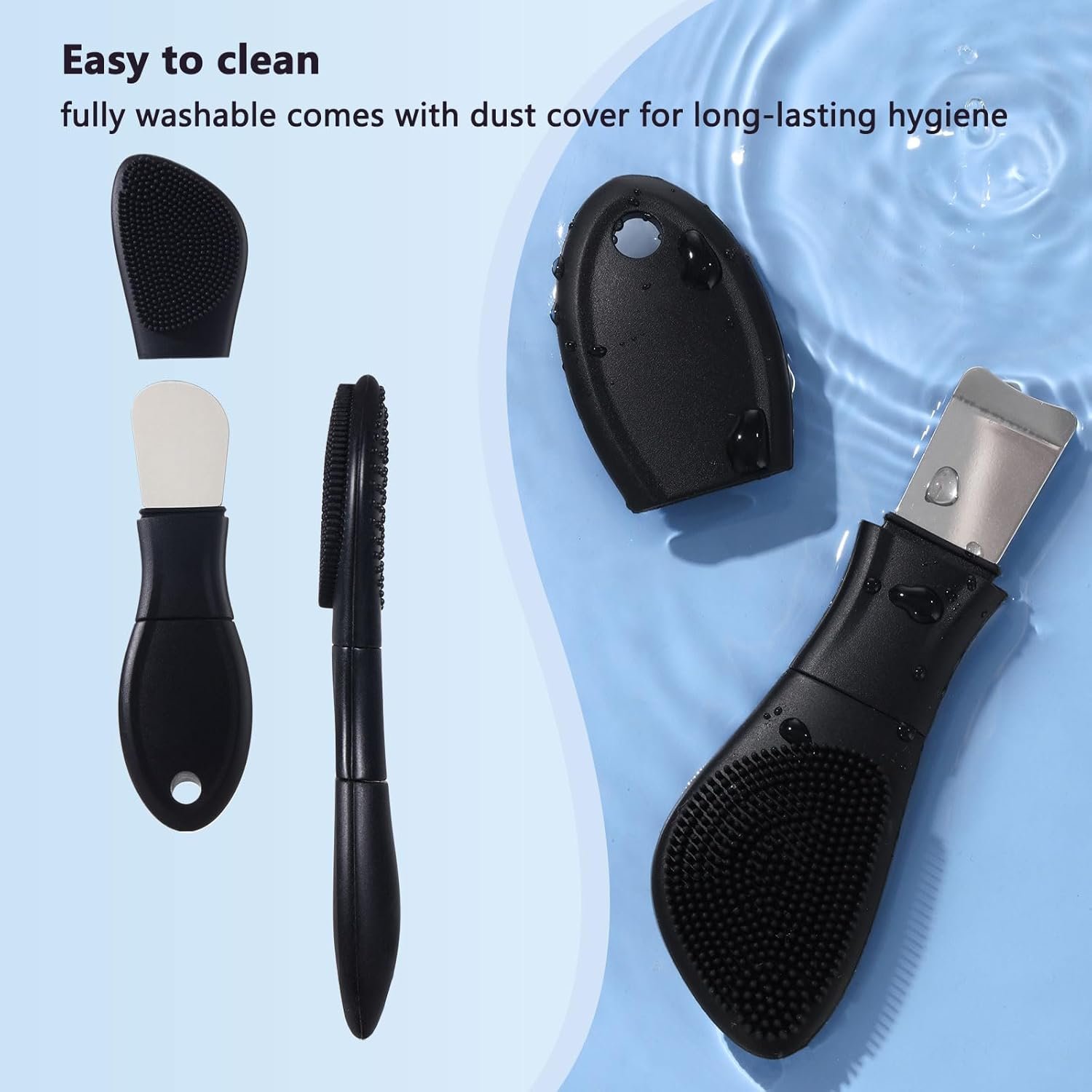 Silicone Face Scrubber Black Head Remover for Face- Appliances for Removing Make-up for Deep Cleansing Blackhead Remover Tools Face Spatula Makeup Removal Washing Brushes Pore Cleaner (Black) - Image 6