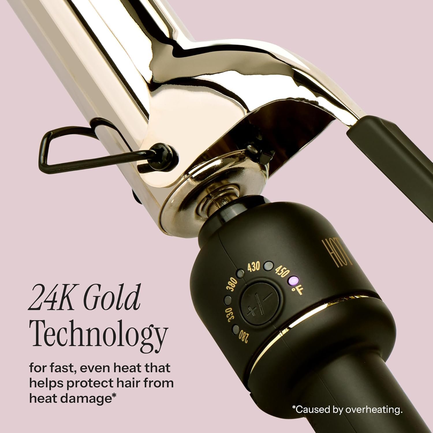 HOT Tools 24K Gold Professional 1 1/4" Extended Barrel Curling Iron with Clamp for Tousled Curls - 24K Gold Technology for Long-Lasting Results & Longer Barrel for Easy Styling - Image 2