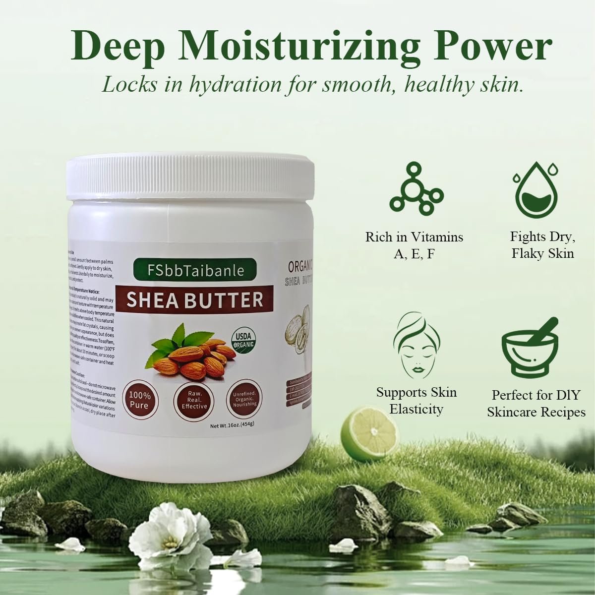 Raw Organic Shea Butter 16 oz – Unrefined Ivory Grade A Shea Butter for Skin, Hair, Body Butter & DIY Skincare – Pure Natural Moisturizer, Cosmetic Grade, Non-GMO - Image 2