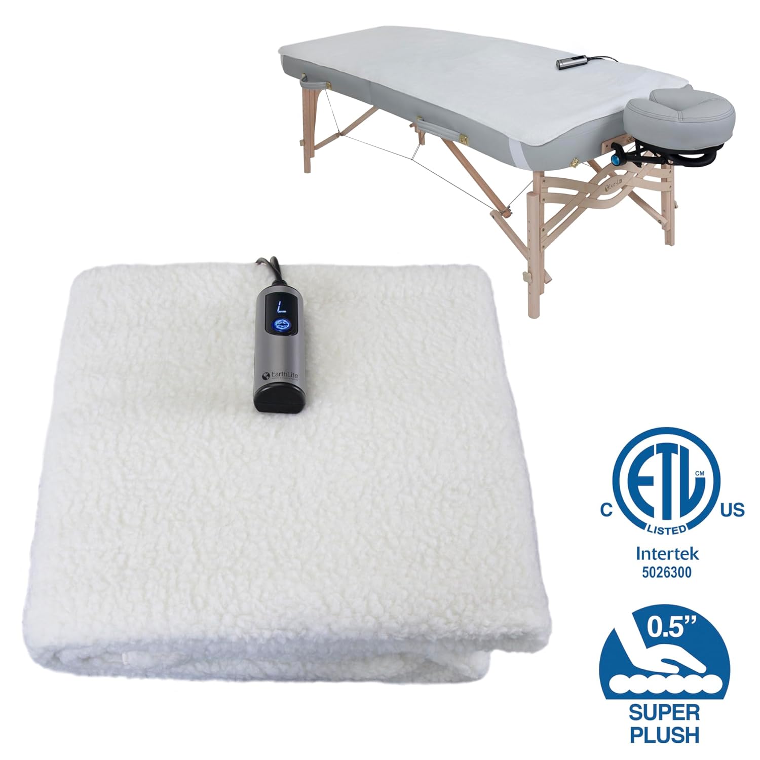 EARTHLITE Massage Table Warmer & Fleece Pad (2in1), ETL Certified, 3 Heat Settings, 13ft Cord/Heating Pad / 1 Year Replacement Guarantee - Image 3