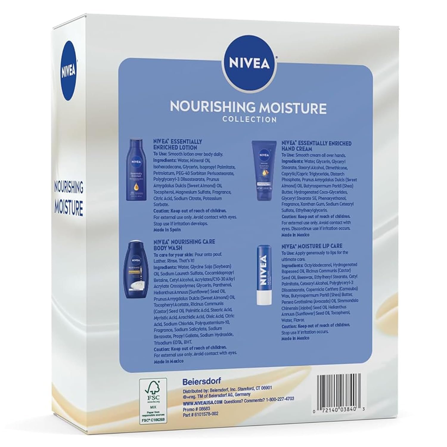 NIVEA Skin Care Set For Her, Nourishing Body Wash, Moisturizing Body Lotion, Lip Balm Stick with Shea Butter, & Hand Cream, 4 Piece Gift Set - Image 8