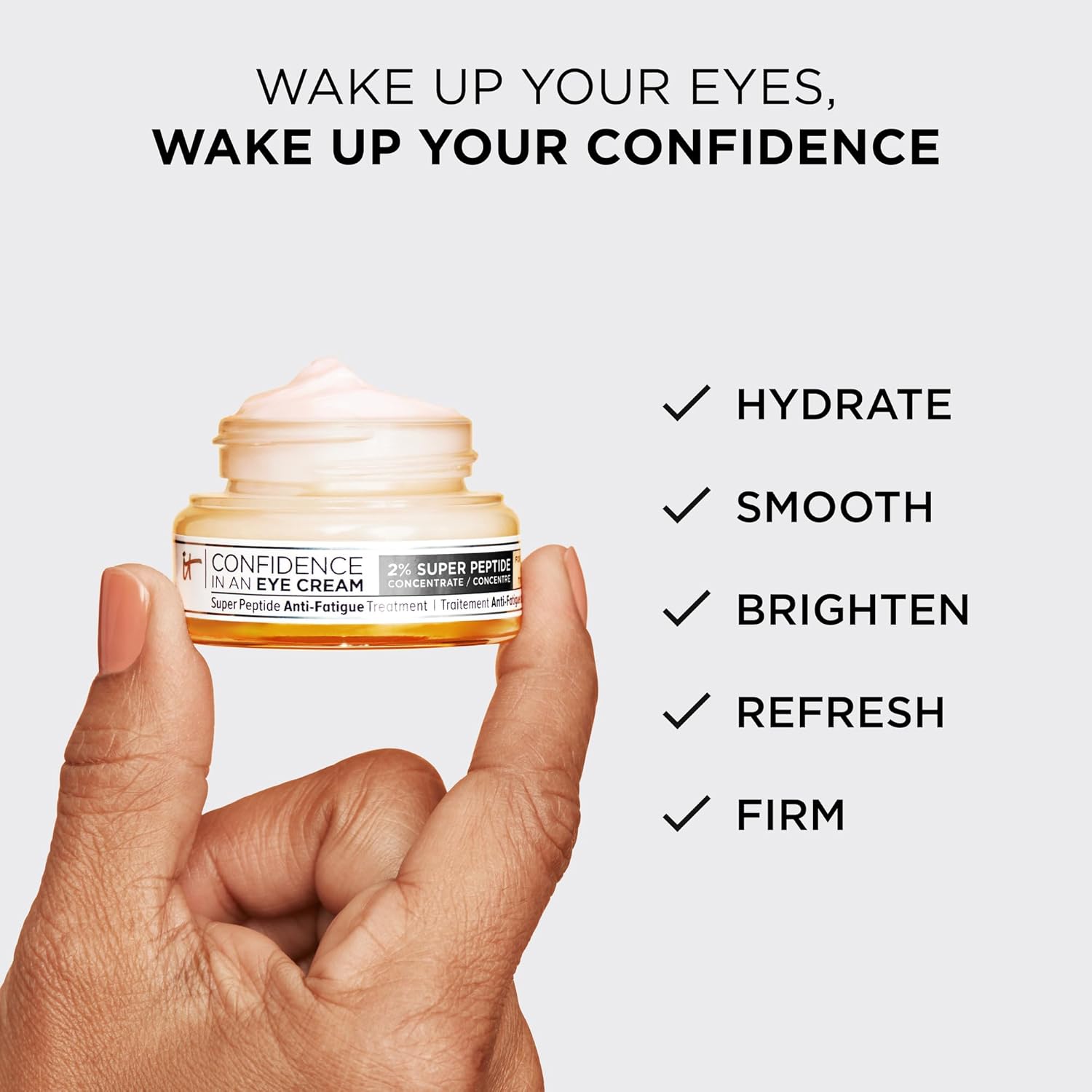 IT Cosmetics Confidence in an Eye Cream - Anti Aging Peptides Moisturizer, Dark Circles & Wrinkles, Lightweight 48H Hydration, 2% Super Peptide Concentrate, Smooth & Brighten Undereye, All Skin Types - Image 4