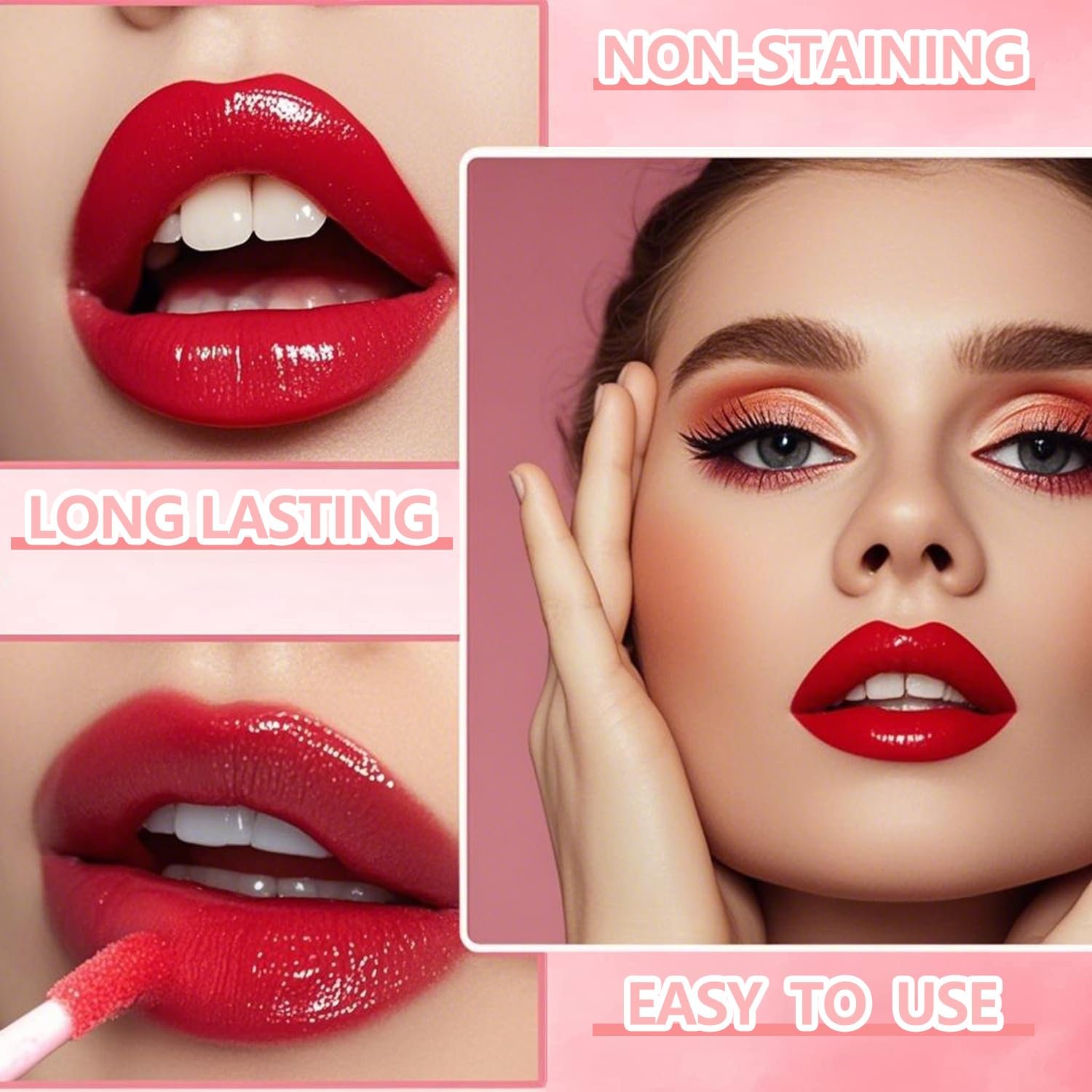 Eakroo 6 Colors Lip Tint Stain Mini Liquid Lipstick, Lip Gloss for Women, Lip Oil Stain, Lip Stain Long Lasting Waterproof, Lip Makeup, Korean Makeup, Cute Stuff, Non-Stick Cup, High Pigment - Image 3